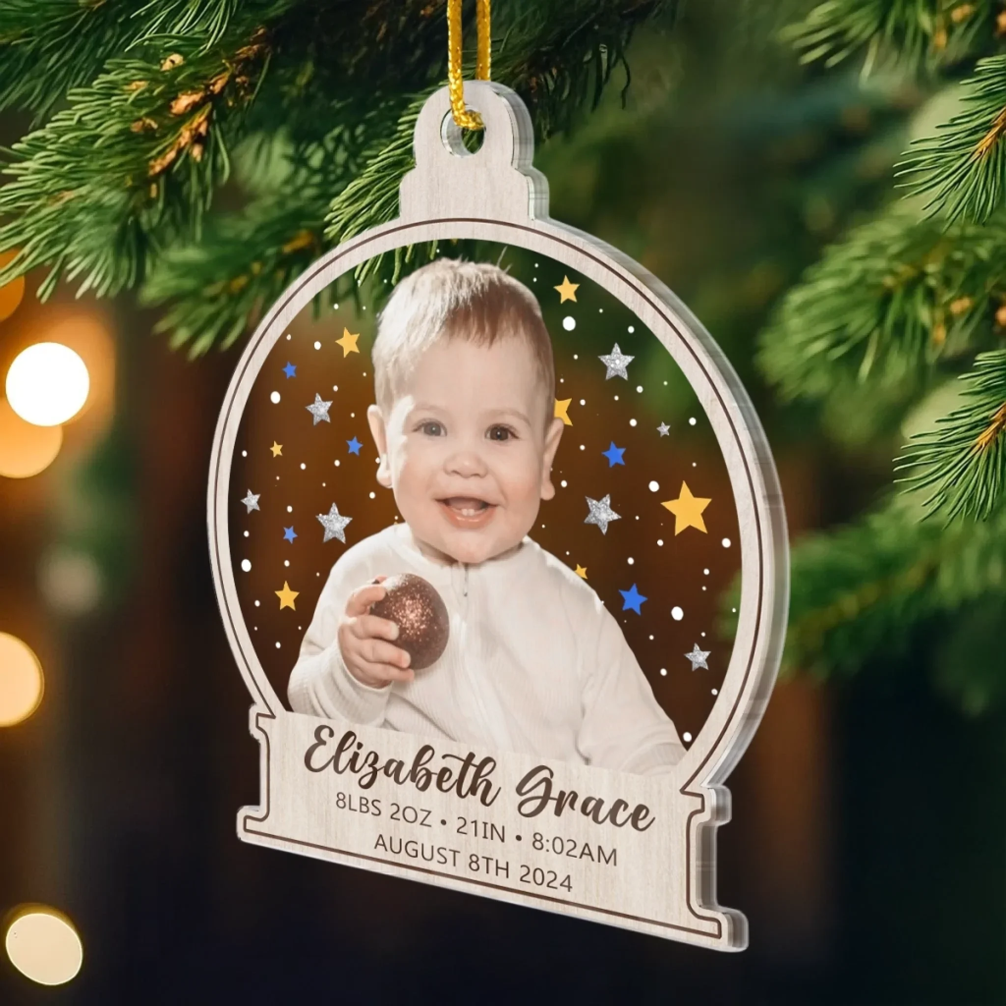 Custom First Christmas Acrylic Ornament - Personalized Christmas Baby Shower, Gender Reveal Gifts For New Moms, New Dads, New Parents - Grateful For This Miracle - Image 3