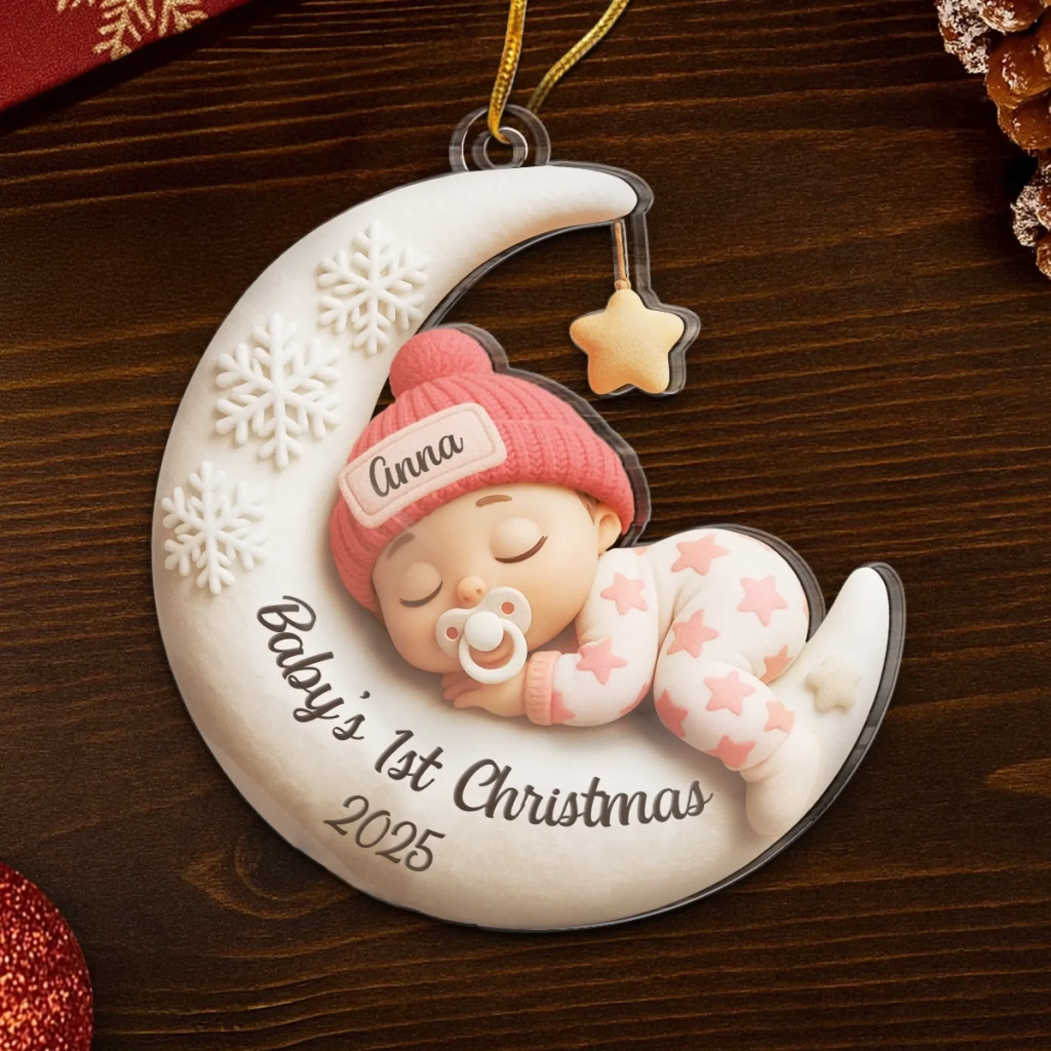 Custom First Christmas Acrylic Ornament - Personalized Christmas Baby Shower, Gender Reveal Gifts For New Moms, New Dads, New Parents - Love Born This Year - Image 5