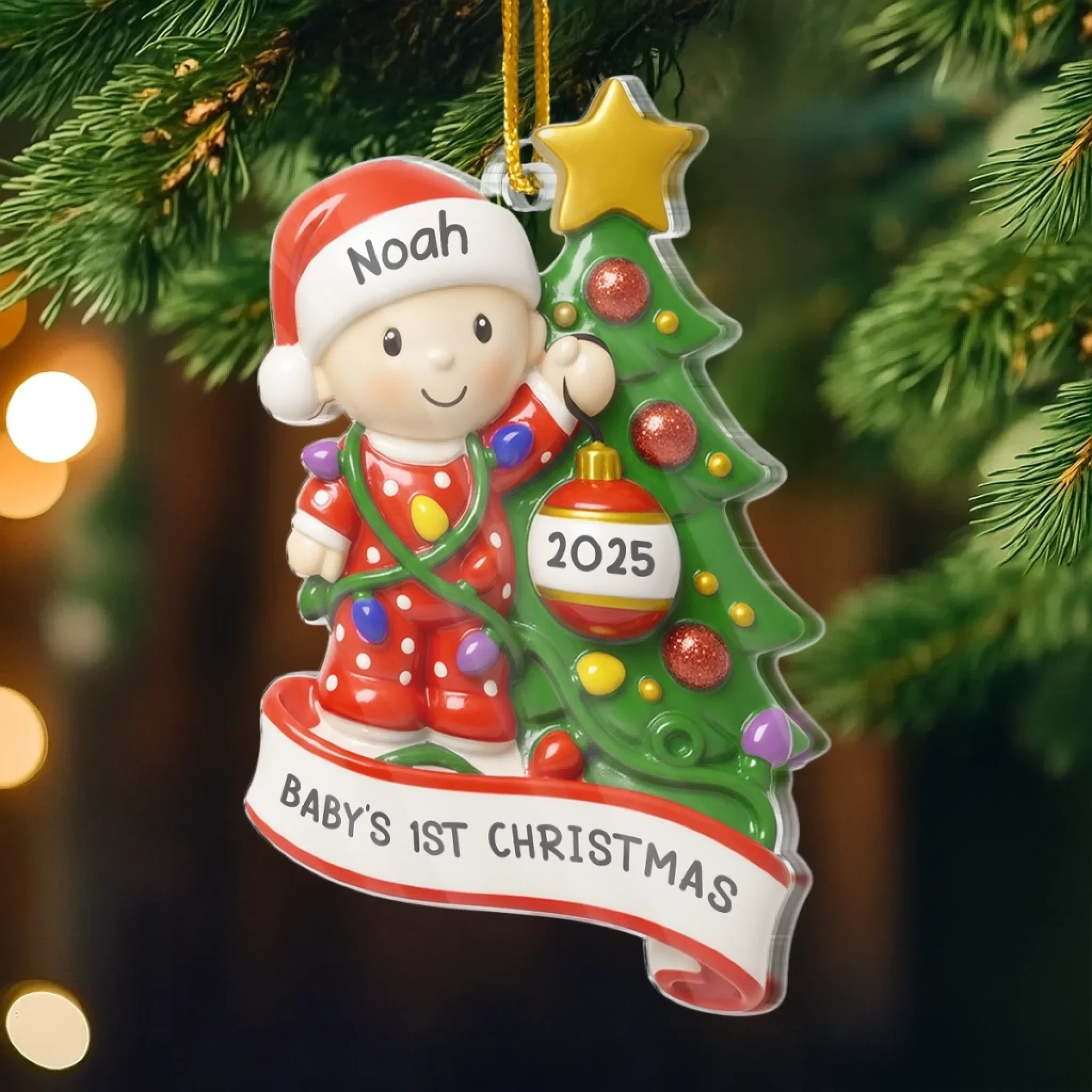 Custom First Christmas Acrylic Ornament - Personalized Christmas Baby Shower, Gender Reveal Gifts For New Moms, New Dads, New Parents - Tiny Snowflake Big Miracle - Image 3