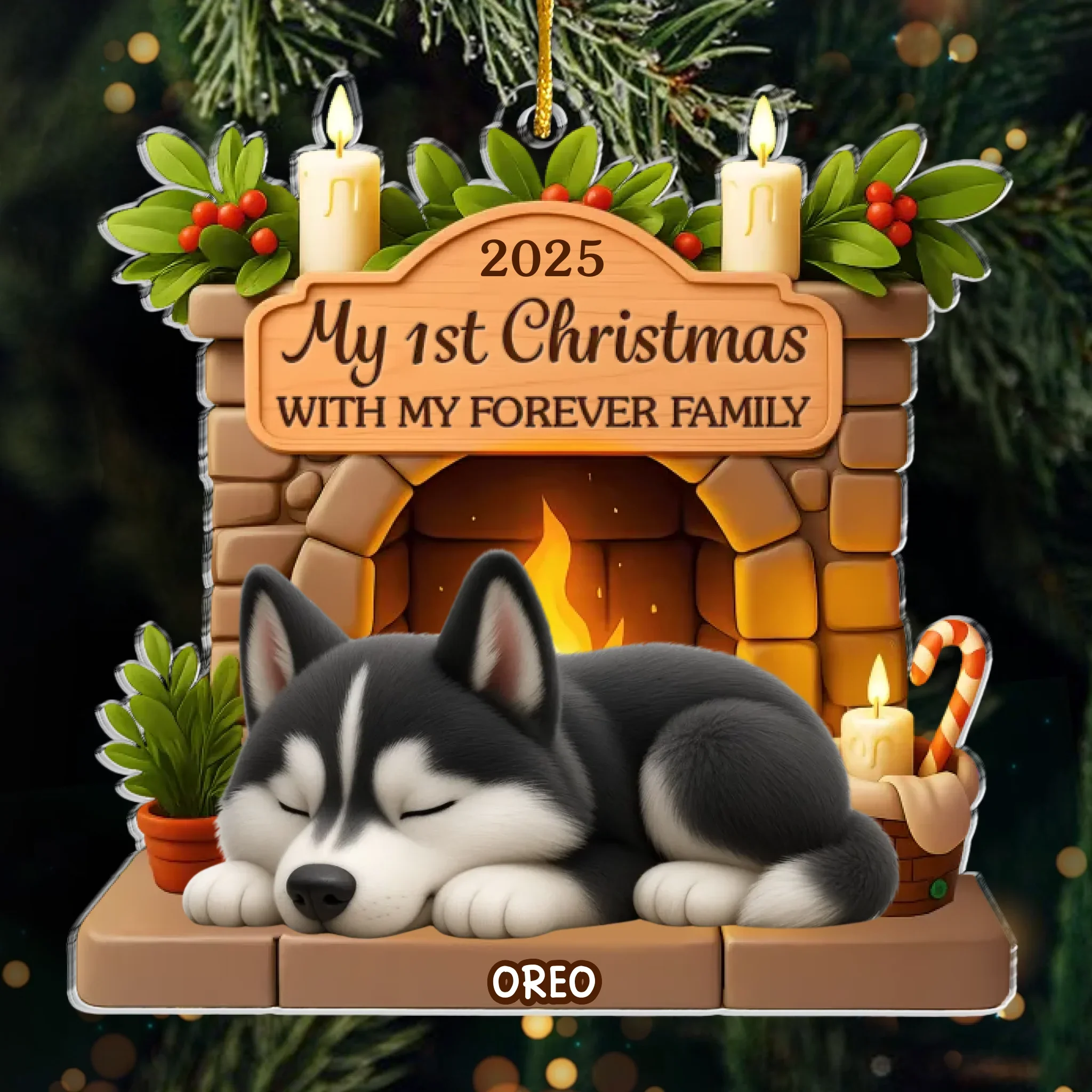 Custom First Christmas Acrylic Ornament - Personalized Christmas Birthday Gifts For Dog Lovers, Dog Dad And Mom - Loyal Hearts Wagging Tails - Image 2