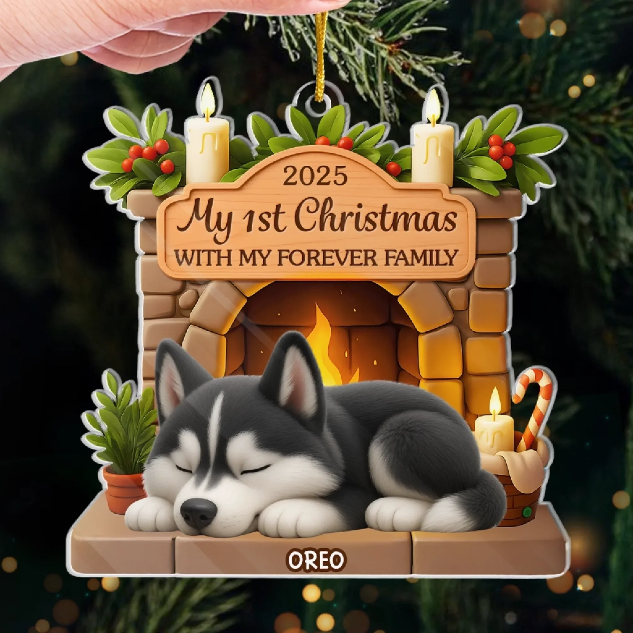 Custom First Christmas Acrylic Ornament - Personalized Christmas Birthday Gifts For Dog Lovers, Dog Dad And Mom - Pawsitively Loved This Christmas - Image 4
