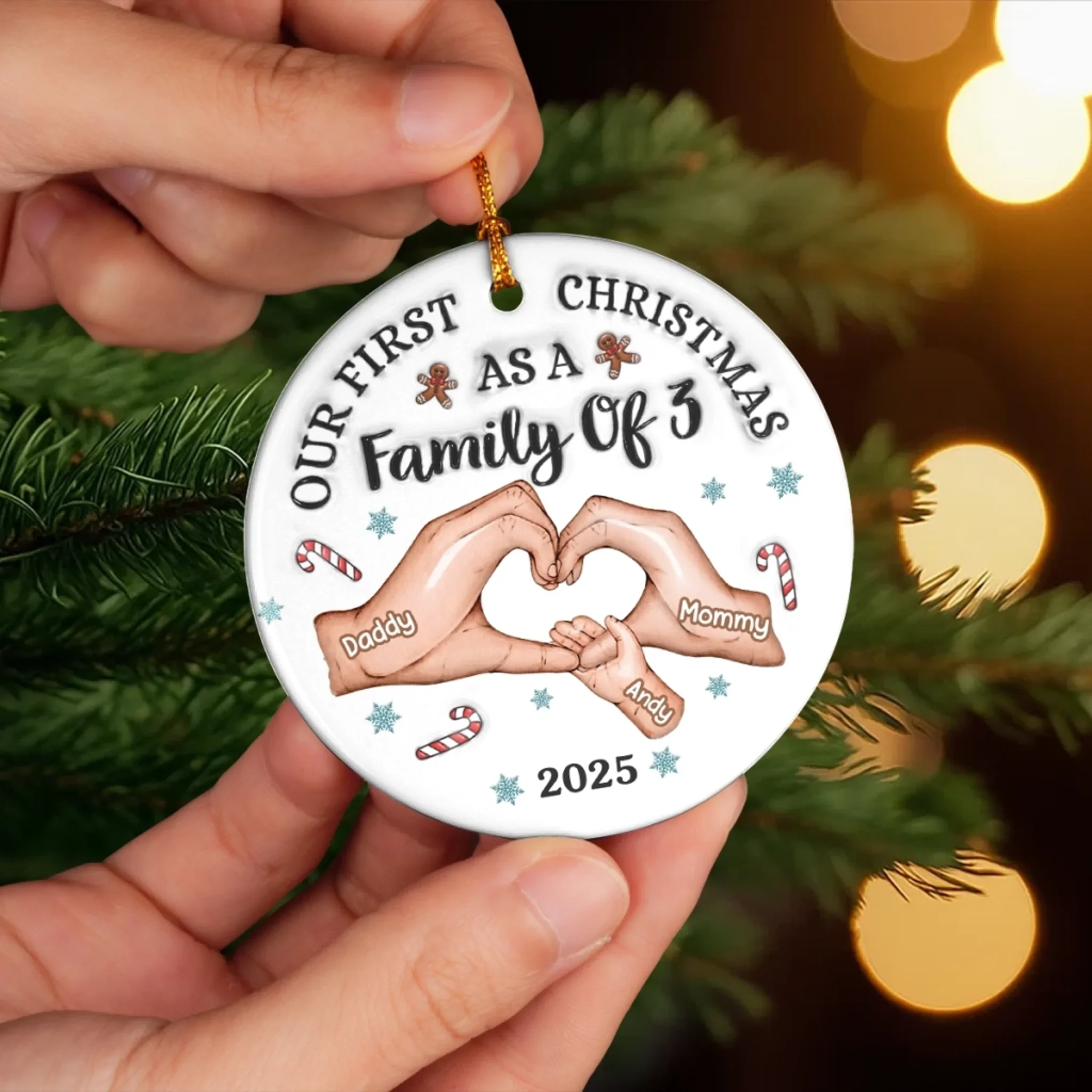 Custom First Christmas Ceramic Ornament - Personalized Christmas Birthday Gifts For Mom, Dad, Brother, Sister, Kids - Together Is Our Best Place - Image 5