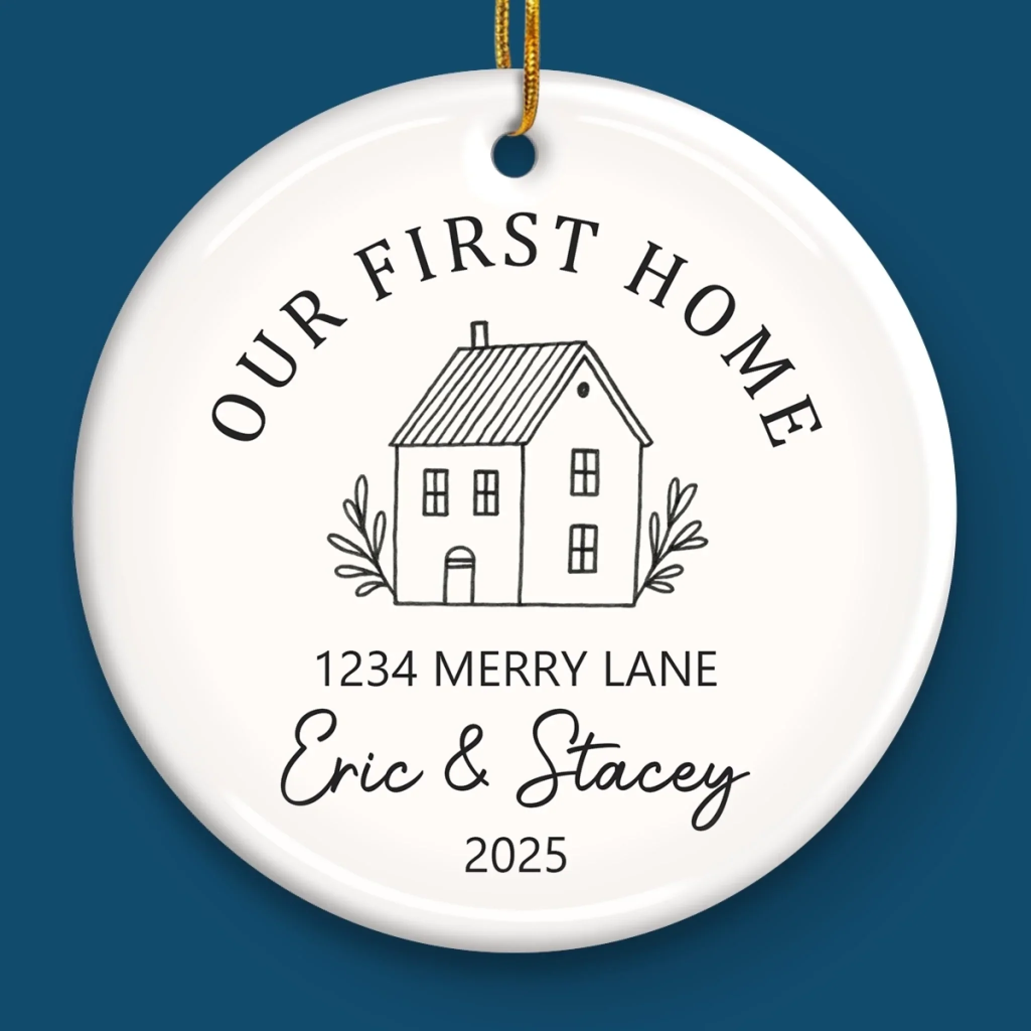 Custom First Christmas In New Home Ceramic Ornament - Personalized Anniversary Christmas Wedding Gifts For Husband And Wife, Him And Her, New Homeowners, Couples, Friends - Home For The Holidays - Image 4