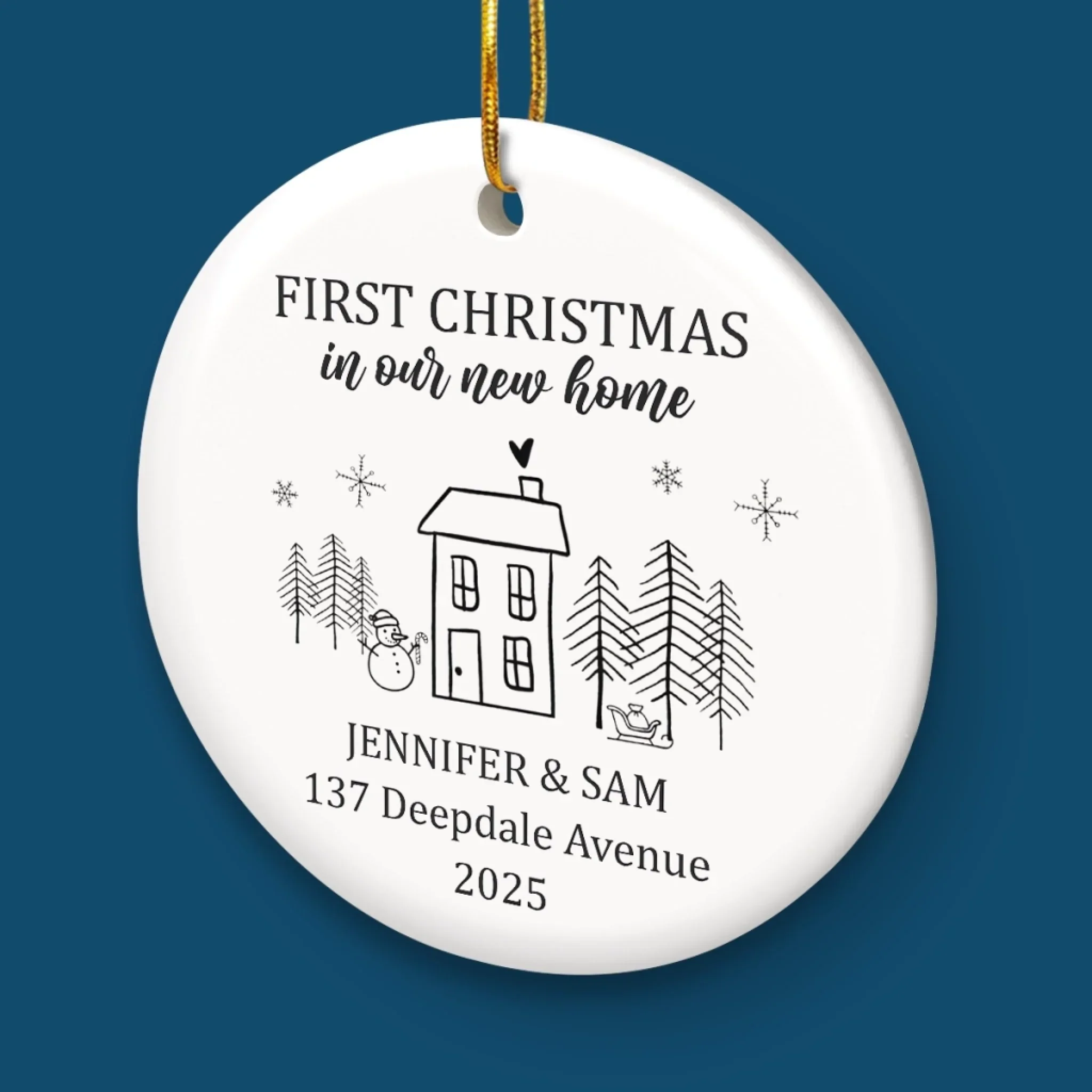 Custom First Christmas In New Home Ceramic Ornament - Personalized Anniversary Christmas Wedding Gifts For Husband And Wife, Him And Her, New Homeowners, Couples, Friends - New Home Christmas Magic - Image 5