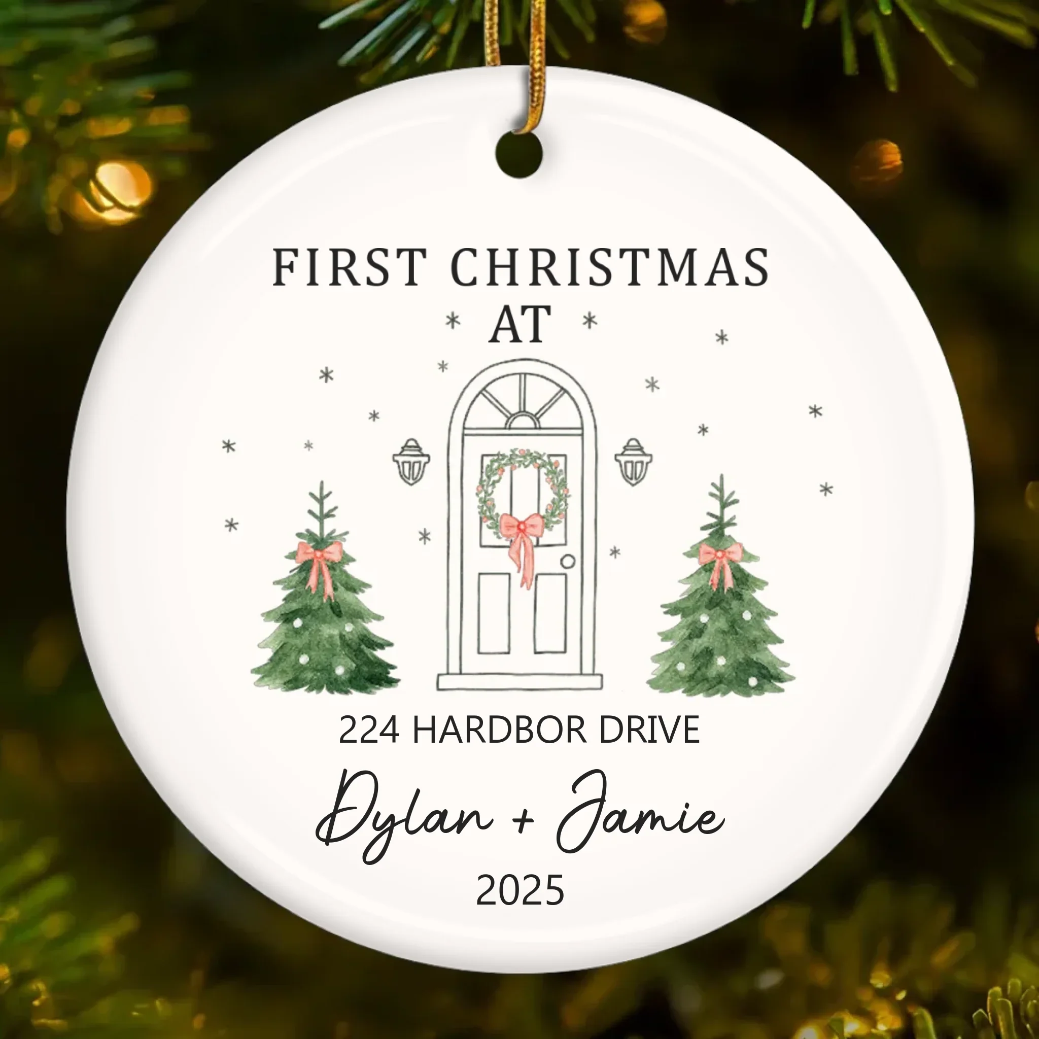 Custom First Christmas In New Home Ceramic Ornament - Personalized Anniversary Christmas Wedding Gifts For Husband And Wife, Him And Her, New Homeowners, Couples, Friends - Our Forever Beginning - Image 2