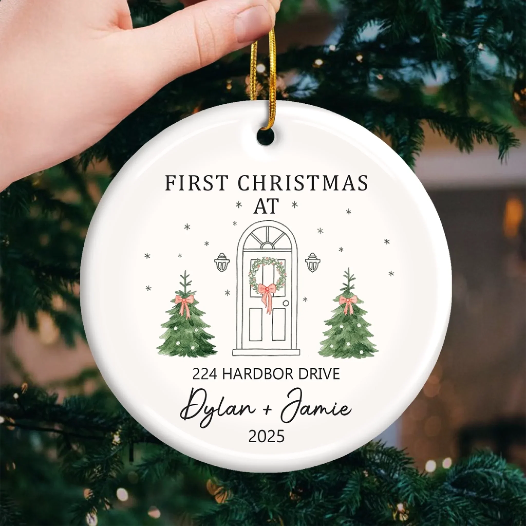Custom First Christmas In New Home Ceramic Ornament - Personalized Anniversary Christmas Wedding Gifts For Husband And Wife, Him And Her, New Homeowners, Couples, Friends - Our Forever Beginning - Image 3