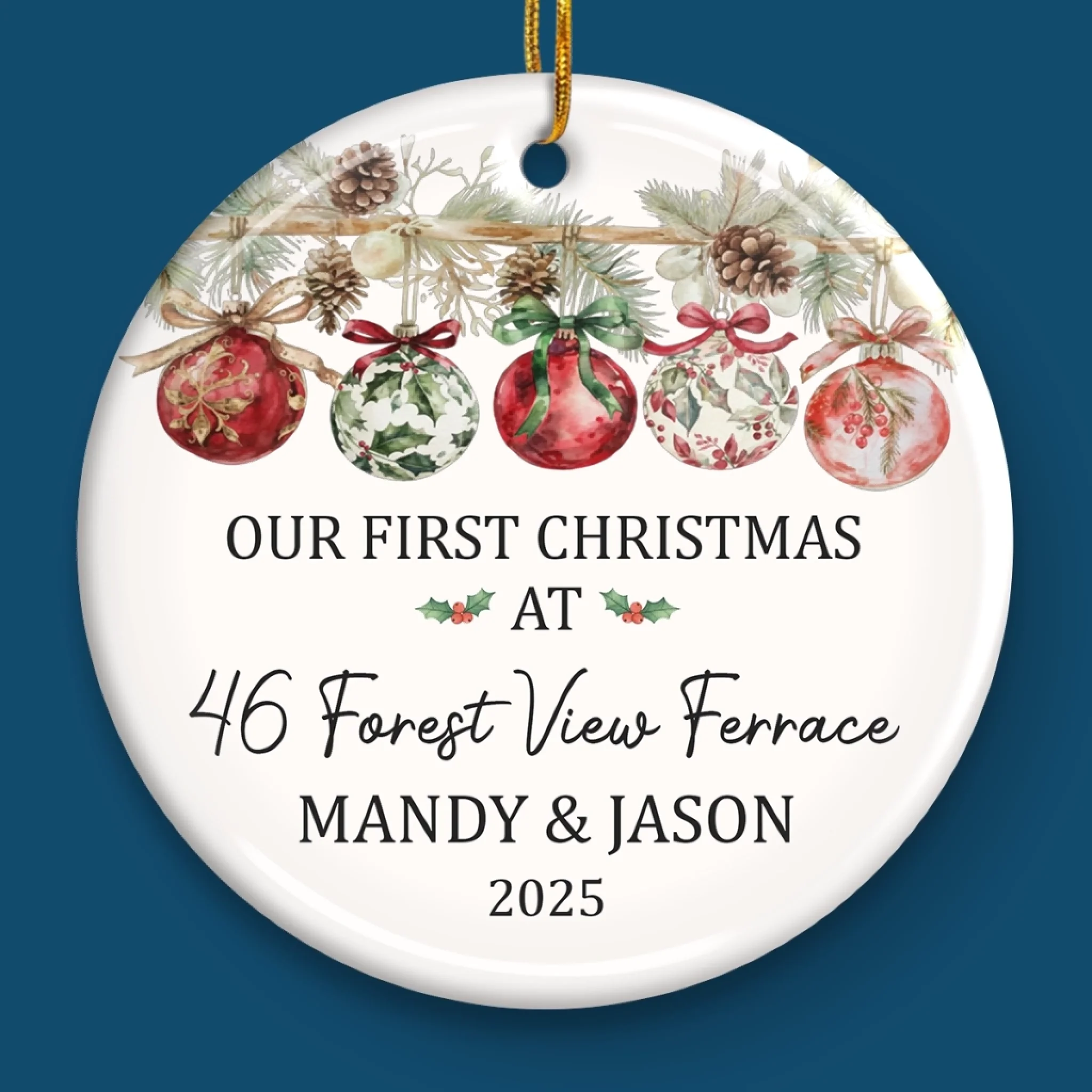 Custom First Christmas In New Home Ceramic Ornament - Personalized Anniversary Christmas Wedding Gifts For Husband And Wife, Him And Her, New Homeowners, Couples, Friends - Our Story Begins At Home - Image 4