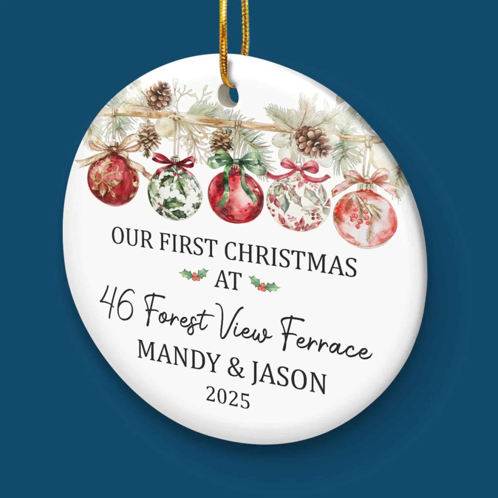 Custom First Christmas In New Home Ceramic Ornament - Personalized Anniversary Christmas Wedding Gifts For Husband And Wife, Him And Her, New Homeowners, Couples, Friends - Our Story Begins At Home - Image 5