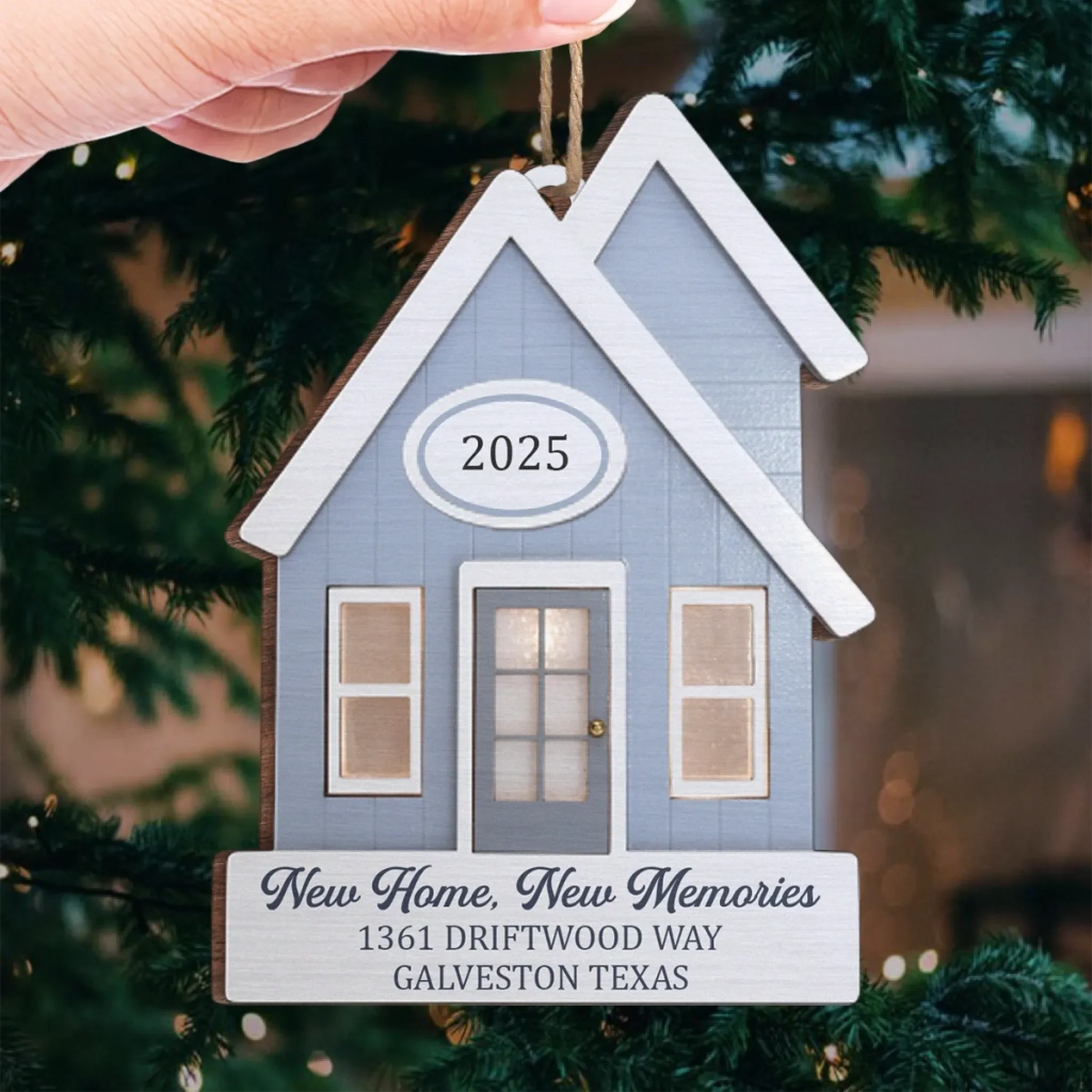 Custom First Christmas In New Home Wood Ornament - Personalized Anniversary Christmas Wedding Gifts For Husband And Wife, Him And Her, New Homeowners, Couples, Friends - Together Under One Roof - Image 4
