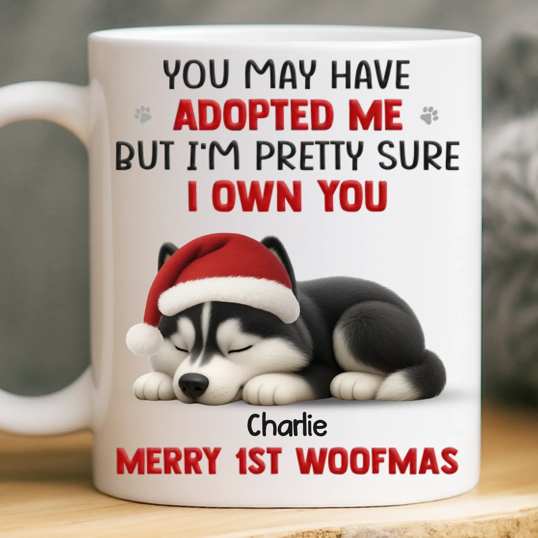 Custom First Christmas Mug - Personalized Christmas Birthday Gifts For Dog Lovers, Dog Dad And Mom - Merry 1st Woofmas - Image 2