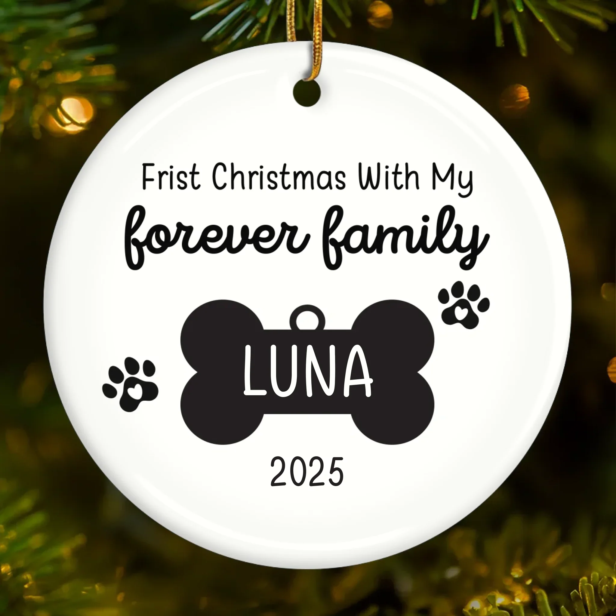 Custom First Christmas Pet Ceramic Ornament - Personalized Christmas Birthday Gifts For Dog Lovers, Cat Lovers, Pet Dad And Mom, New Pet Ornament - New Fur In Family - Image 2