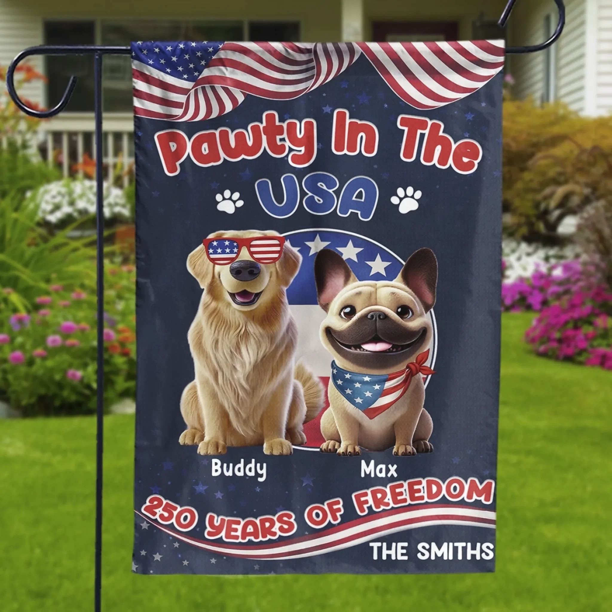 Custom Flag - Personalized America 250th Anniversary Gifts For Dog Cat Lovers, Dog Dad And Mom, Cat Owners - Pawty In The USA - Image 4