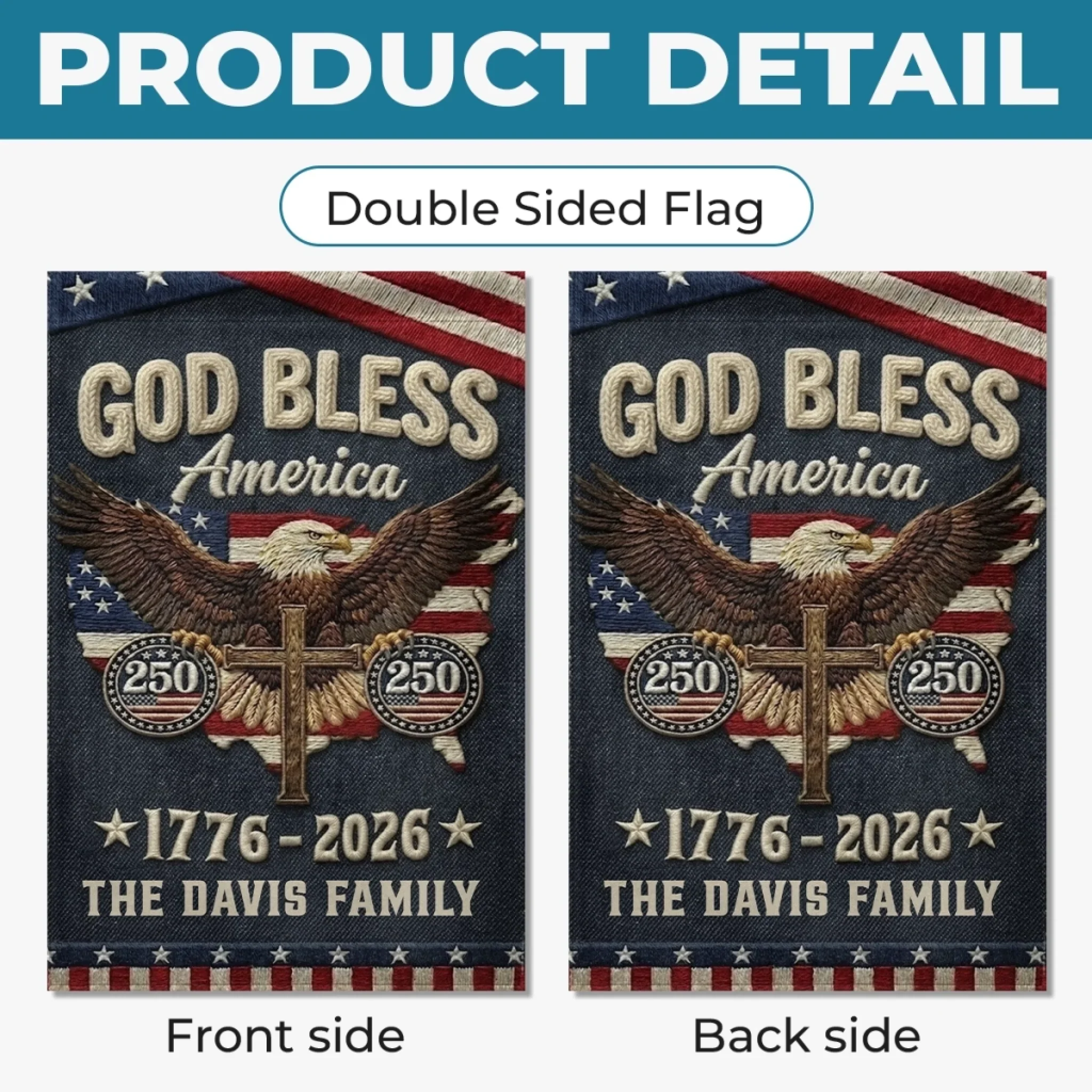 Custom Flag - Personalized America 250th Anniversary Gifts For Mom, Dad, Brother, Sister, Kids - Courage Built Our Future - Image 9