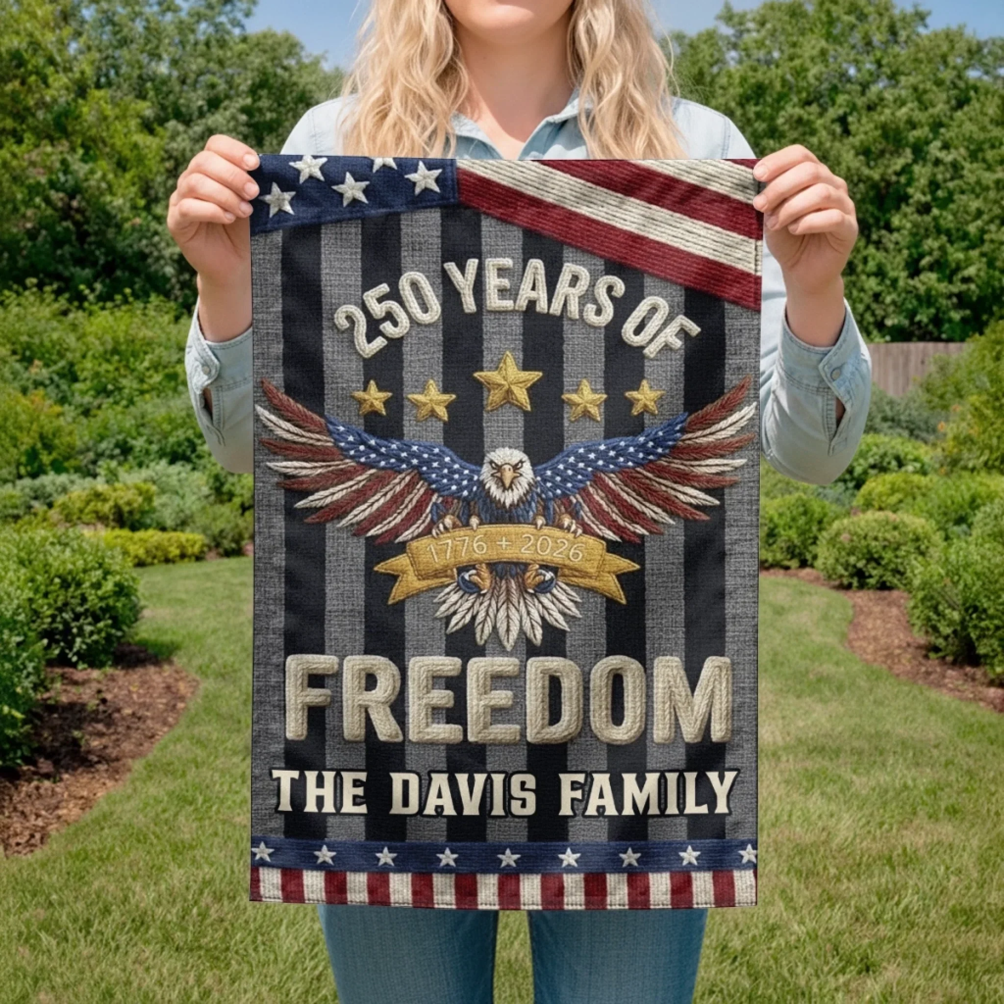 Custom Flag - Personalized America 250th Anniversary Gifts For Mom, Dad, Brother, Sister, Kids - United By History And Hope - Image 3