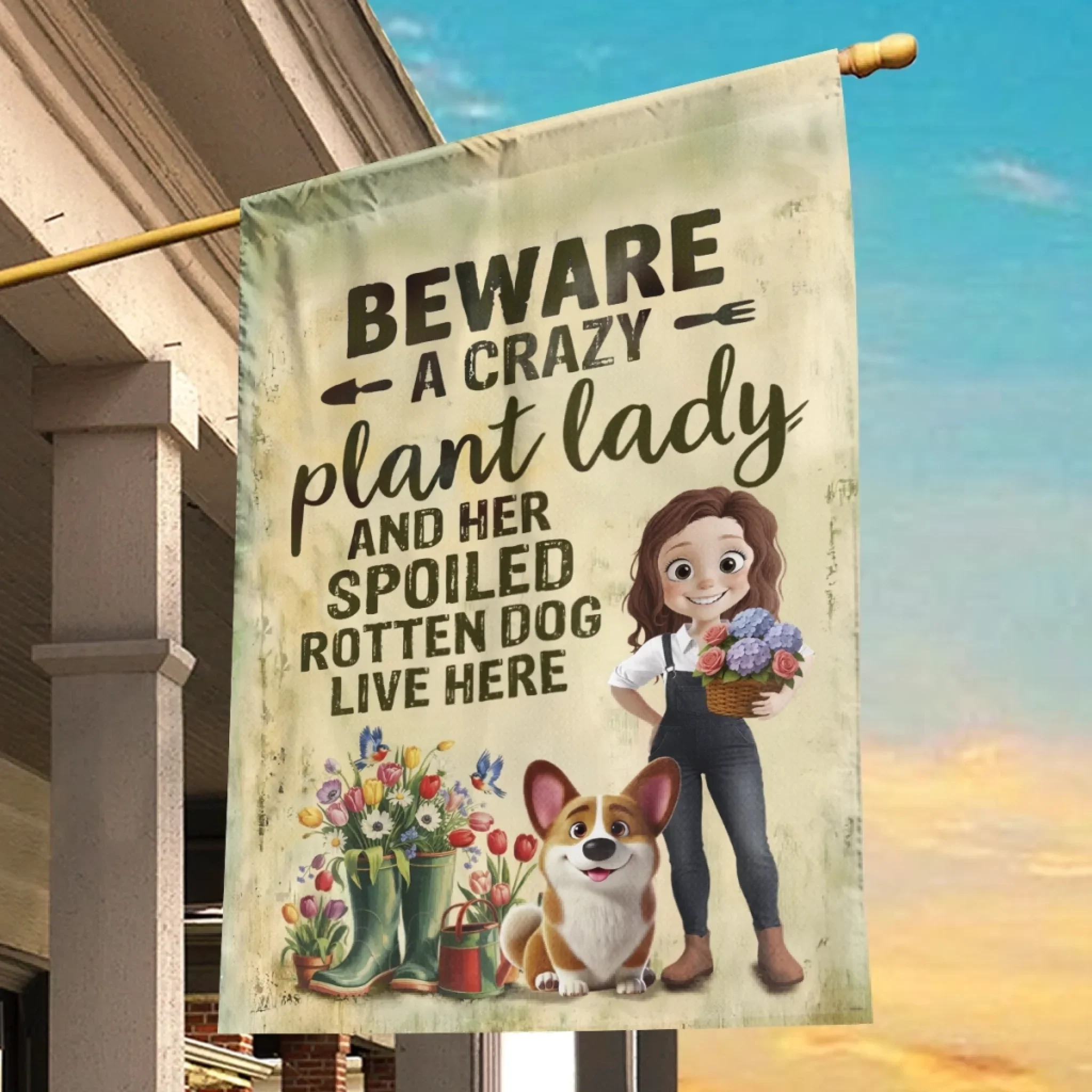 Custom Flag - Personalized Garden Gifts For Gardeners, Dog Lovers, Dog Dad And Mom - Crazy Plant Lady With A Dog Boss - Image 5