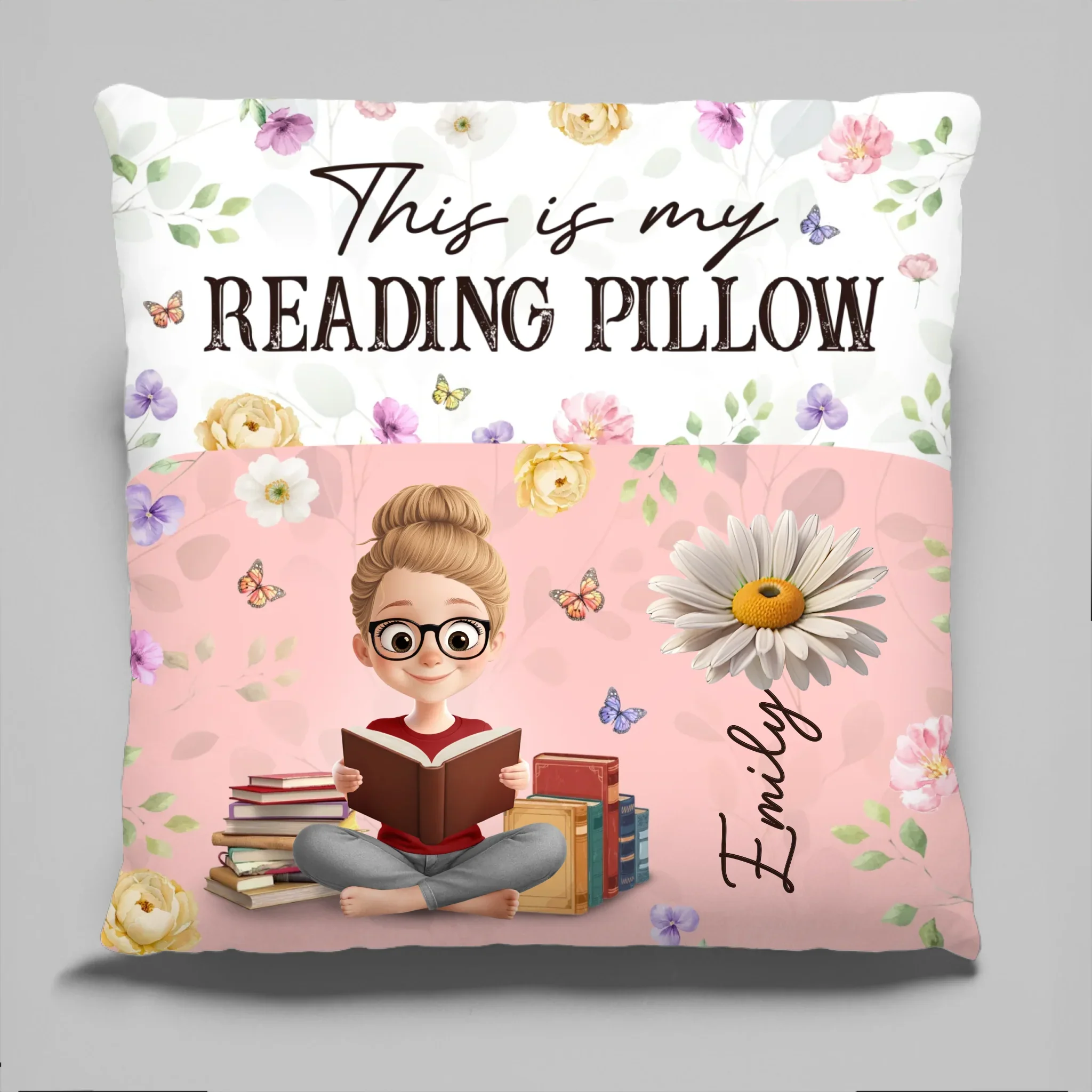 Custom Flower Pocket Pillow - Personalized Bookish Gifts For Book Lovers, Bookworms, Readers - Reading Is My Therapy - Image 2