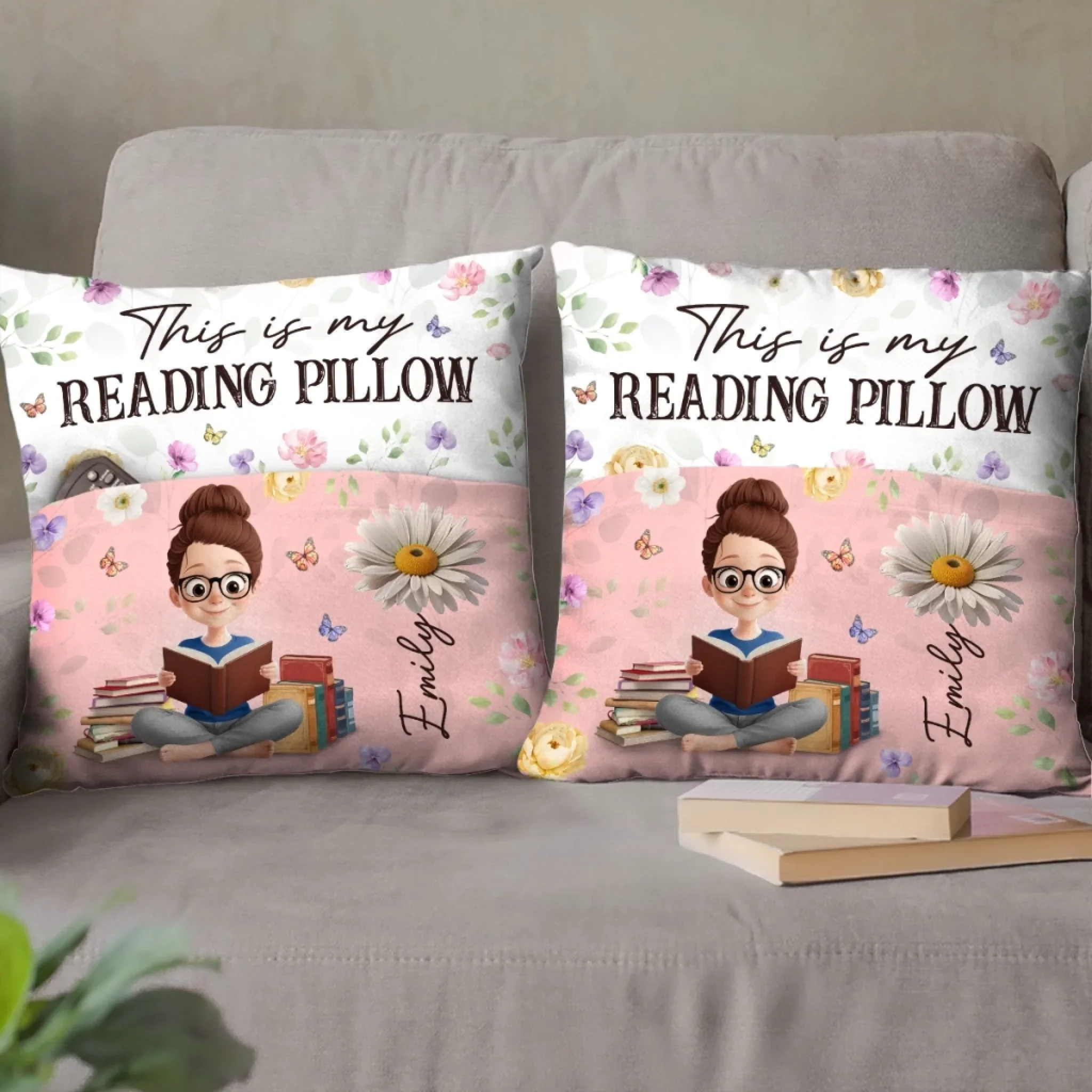 Custom Flower Pocket Pillow - Personalized Bookish Gifts For Book Lovers, Bookworms, Readers - Reading Is My Therapy - Image 3