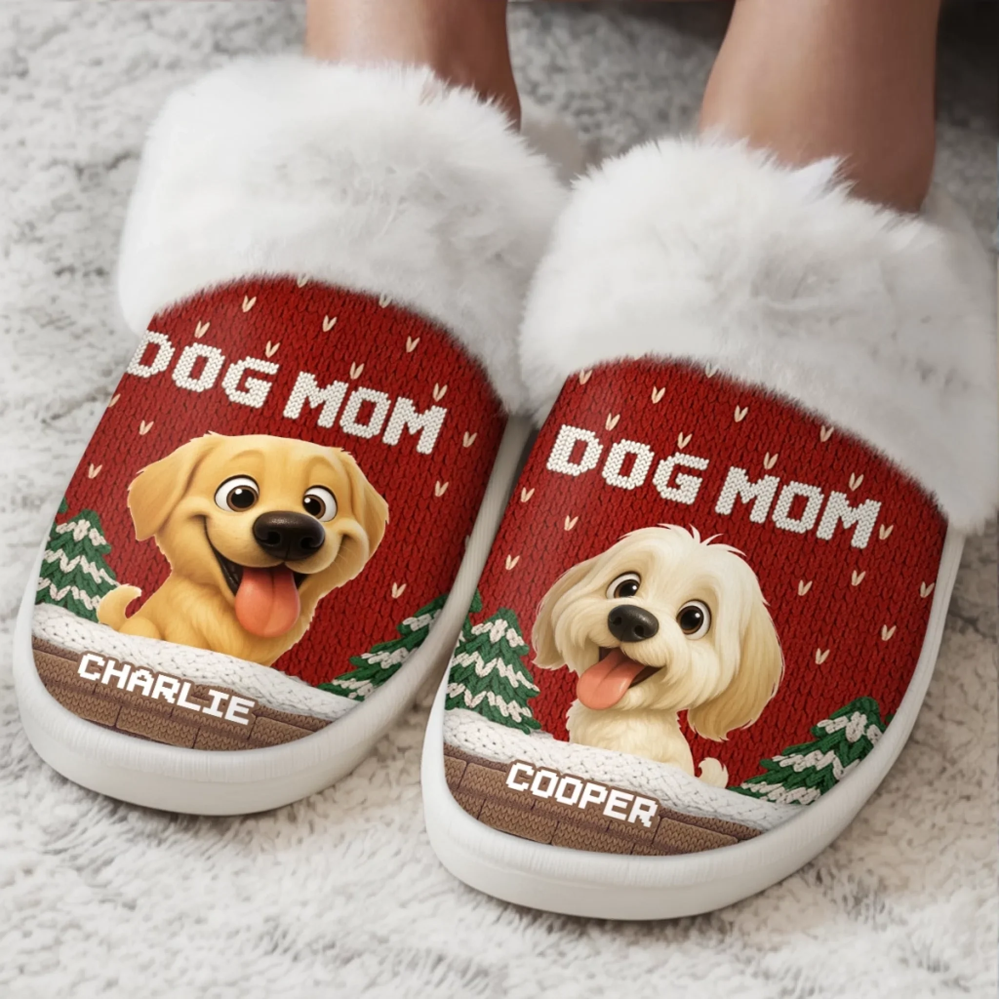 Custom Fluffy Slippers With Fur Lining - Personalized Christmas Birthday Gifts For Dog Cat Lovers, Dog Dad And Mom, Cat Owners - Best Dog Mom Ever - Image 4