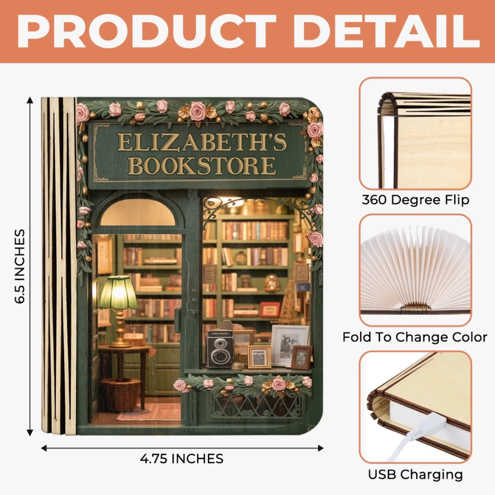 Custom Foldable LED Magic Book Lamp - Personalized Bookish Gifts For Book Lovers, Bookworms, Readers - A Sanctuary For Story Lovers - Image 7