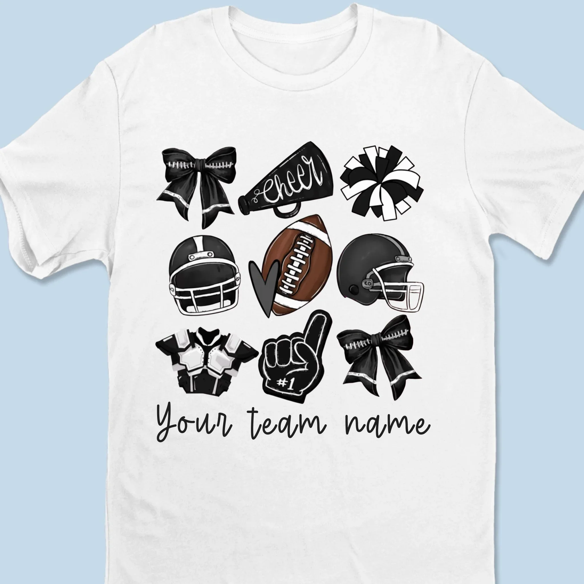 Custom Football Cheer Mom T-shirt, Hoodie - Personalized Birthday Football Gifts For American Football Players, Cheerleader, Football Lovers, Football Mom, Football Grandparent, - American Football Coquette Bow Team - Image 6