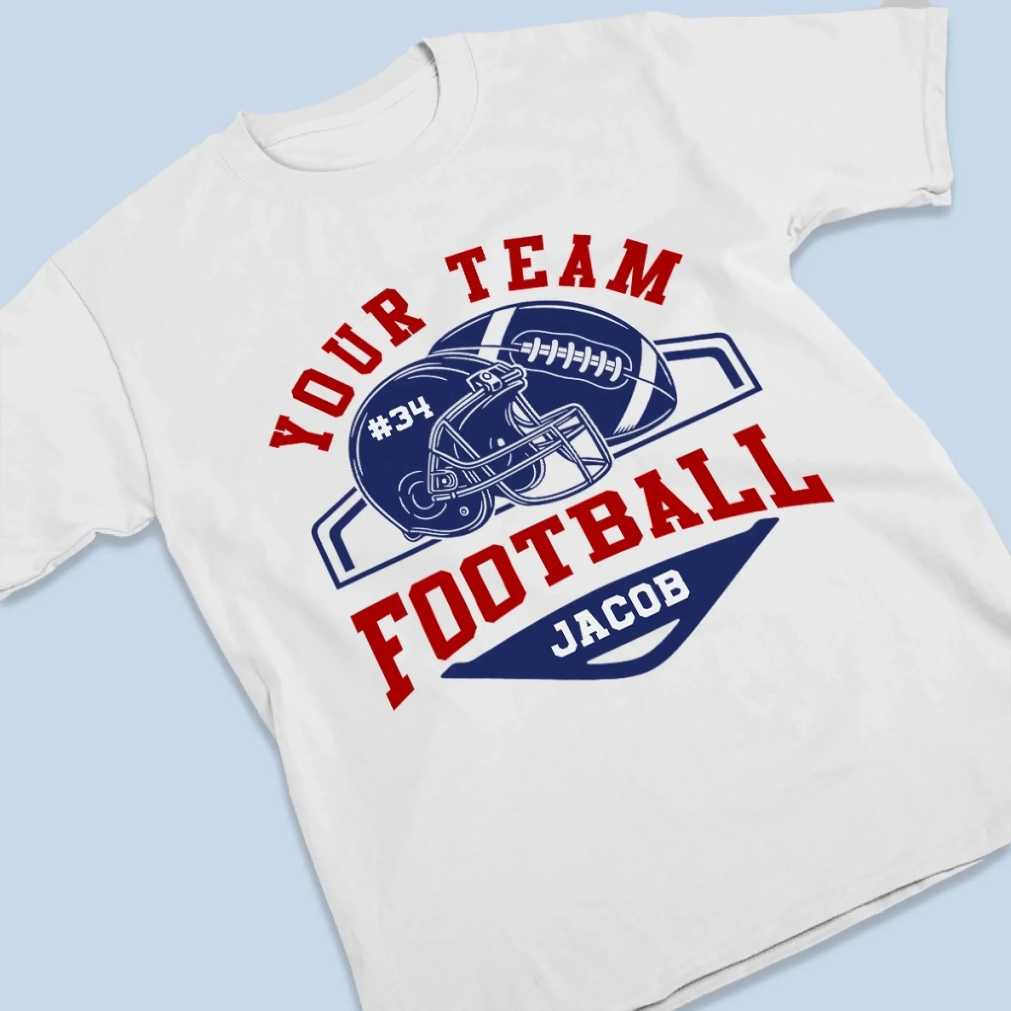Custom Football Team T-shirt, Hoodie - Personalized Birthday Football Gifts For American Football Players, Football Lovers, NFL Fans, - American Football Helmet & Ball - Image 4