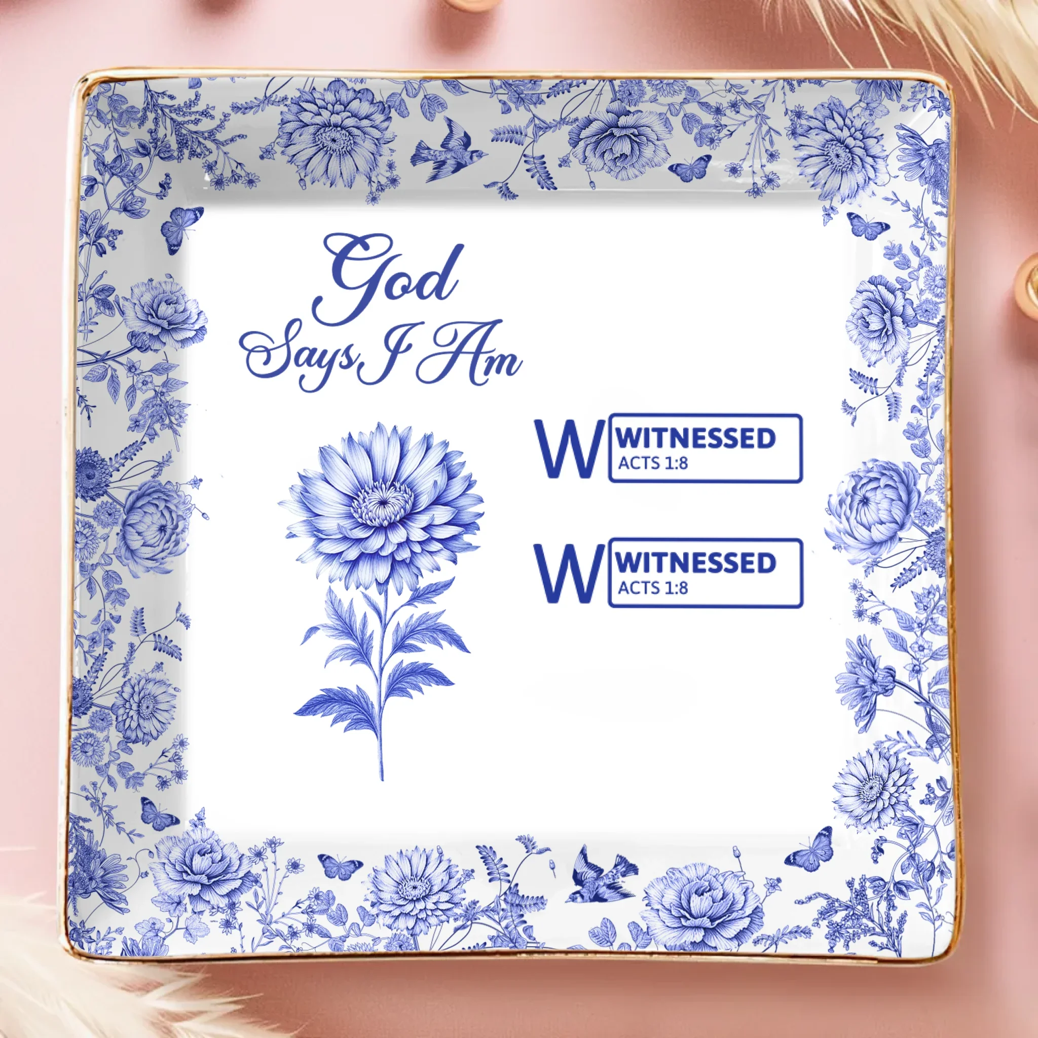 Custom Full-Print Jewelry Dish - Personalized Best Friend Birthday Gifts For Women, Besties, Sisters, BFF  - Blessed And Loved - Image 2