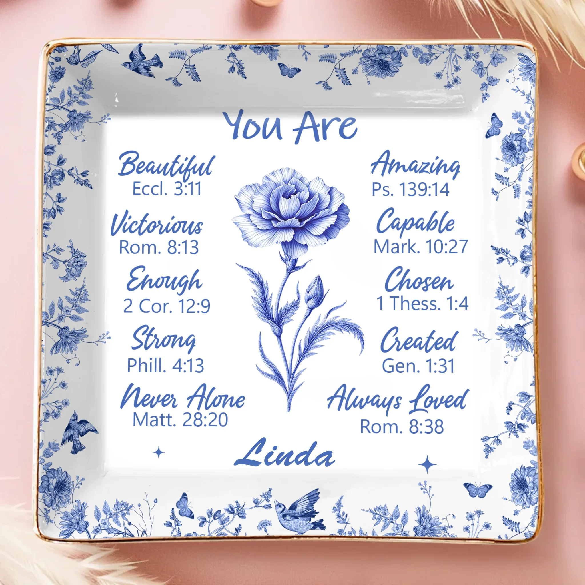 Custom Full-Print Jewelry Dish - Personalized Best Friend Birthday Gifts For Women, Besties, Sisters, BFF - Friends As Bright As Daisies - Image 2