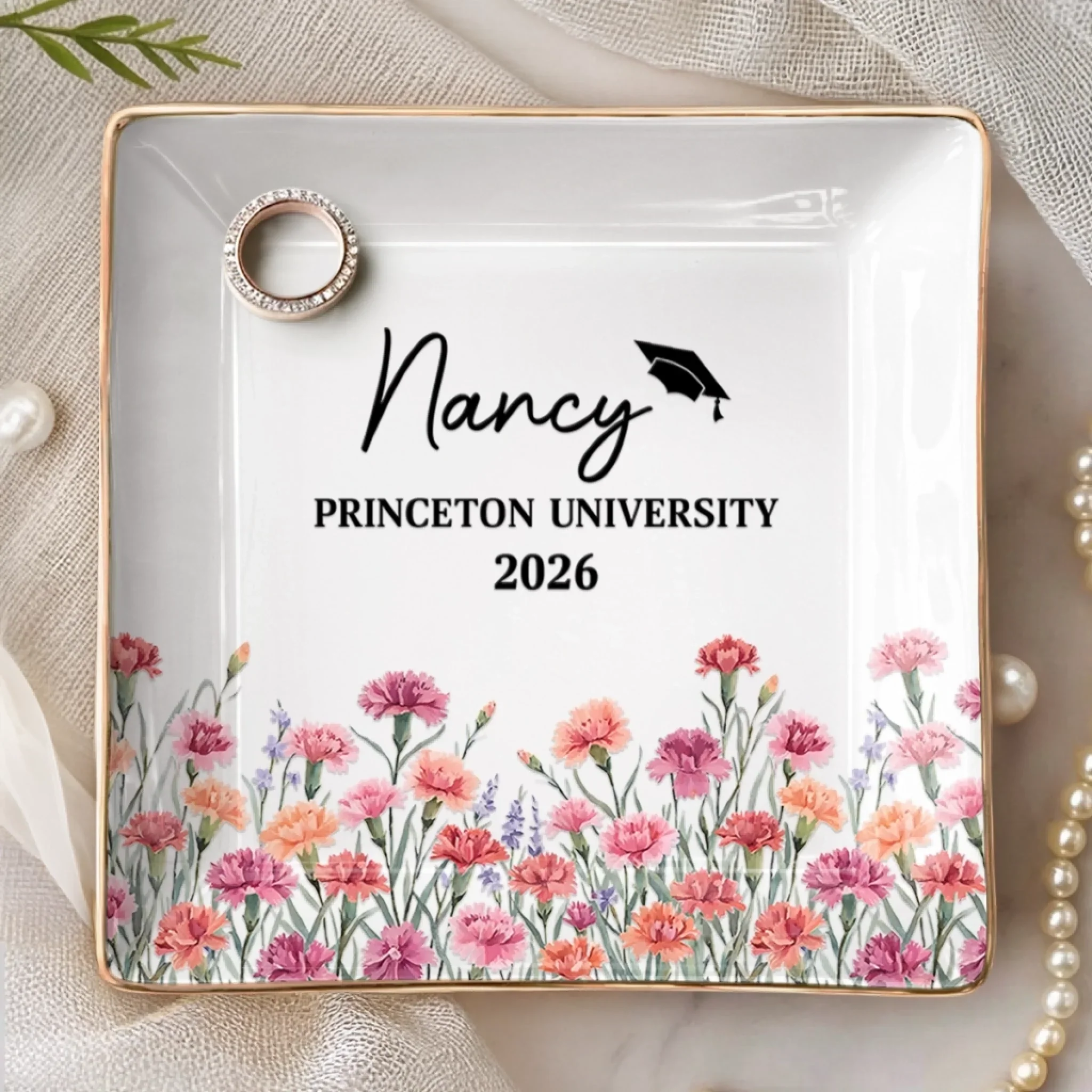 Custom Full-Print Jewelry Dish - Personalized Graduation Gifts For Her, Him - A Milestone In Full Bloom - Image 2