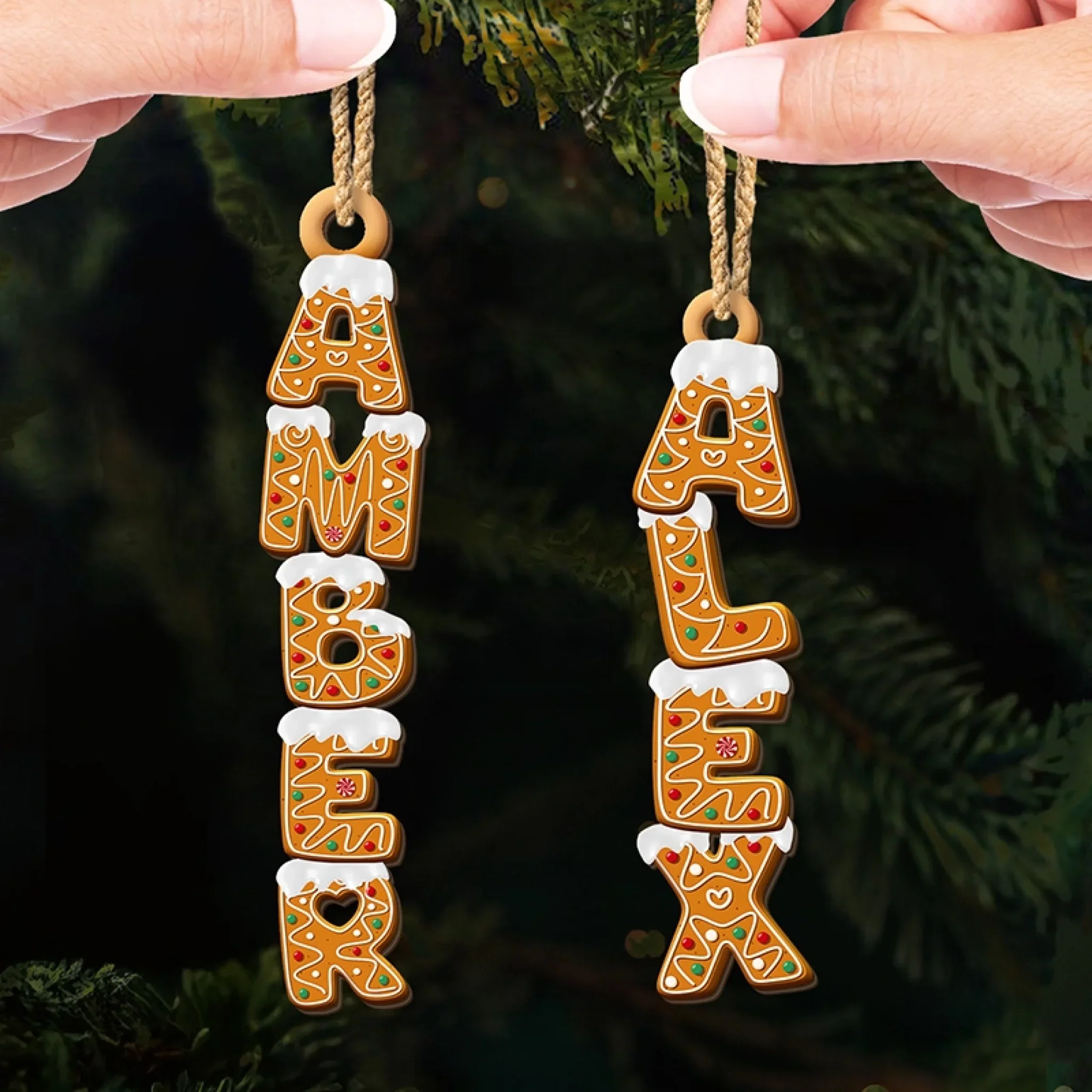 Custom Gingerbread Letter Wooden Ornament - Personalized Christmas Birthday Gifts For Mom, Dad, Brother, Sister, Kids - This Family Story Keeps Blooming - Image 4