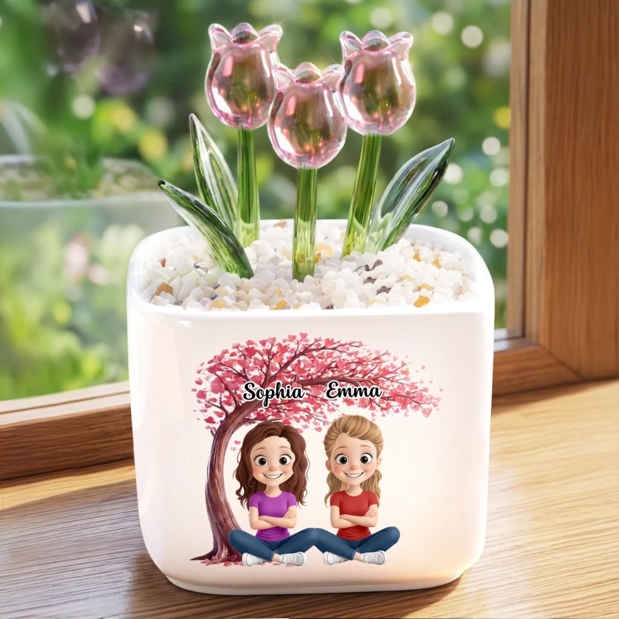 Custom Glass Everlasting Tulips - Personalized Best Friend Birthday Gifts For Women, Besties, Sisters, BFF - My First Friend, My Forever Friend - Image 2