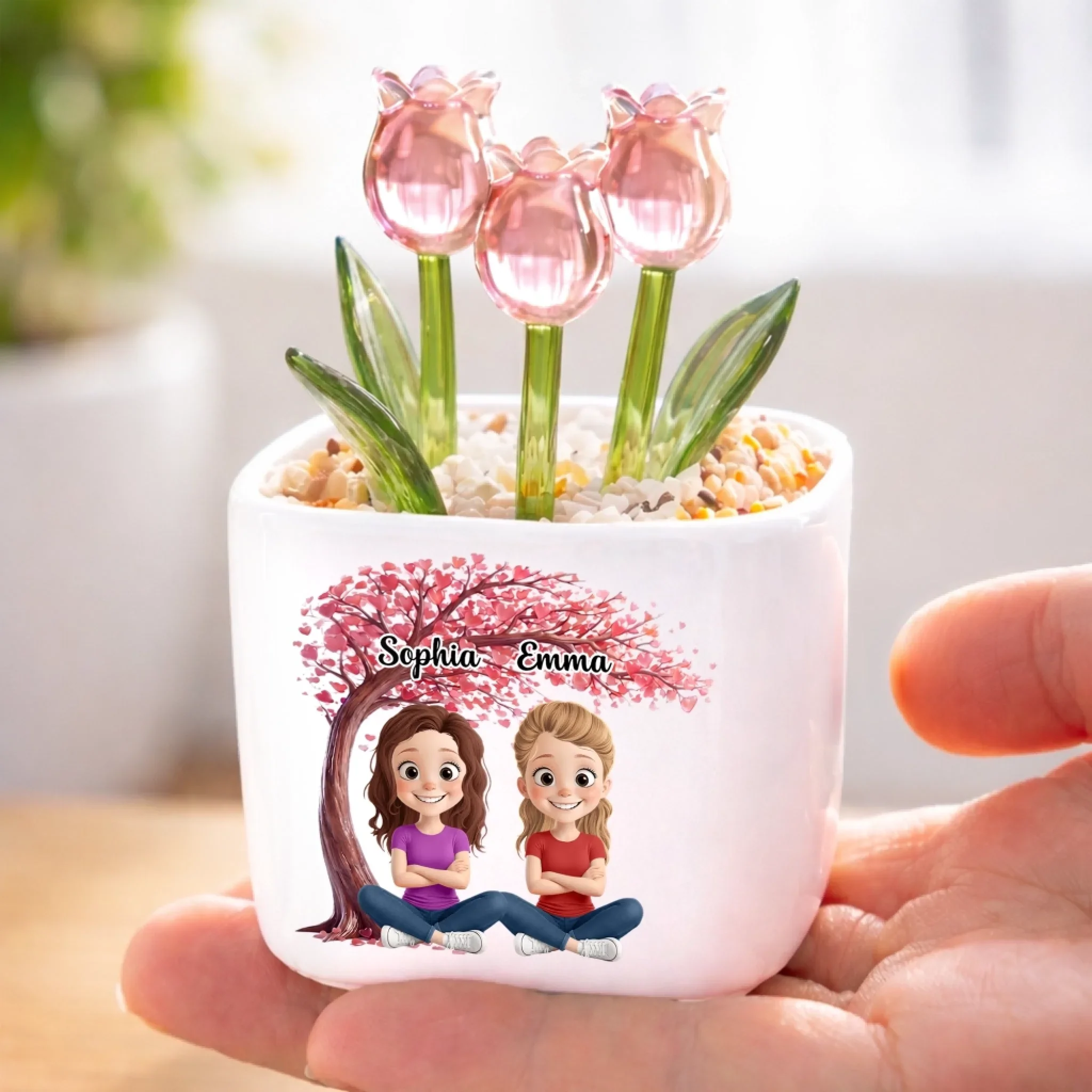 Custom Glass Everlasting Tulips - Personalized Best Friend Birthday Gifts For Women, Besties, Sisters, BFF - My First Friend, My Forever Friend - Image 4