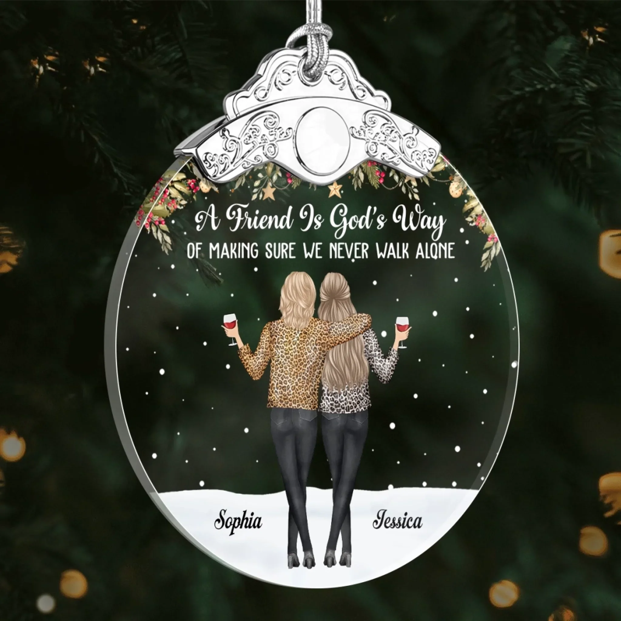 Custom Glass Ornament - Personalized Christmas Best Friend Birthday Gifts For Women, Besties, Sisters, BFF - Friends Make Life More Beautiful - Image 3