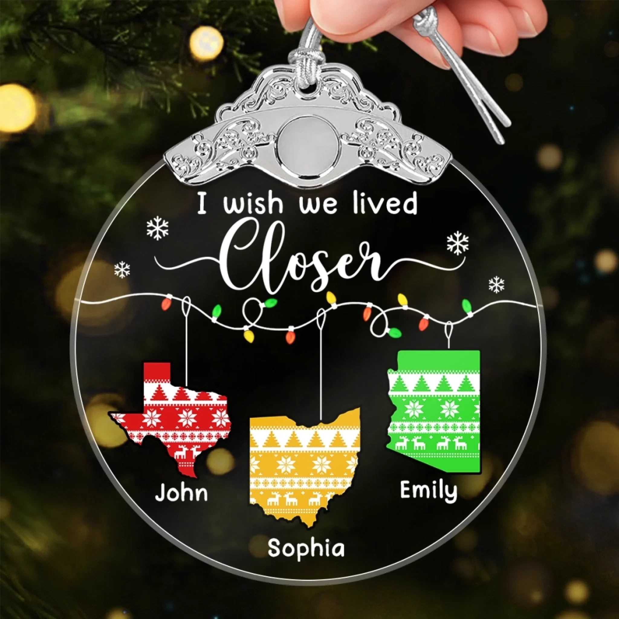 Custom Glass Ornament - Personalized Christmas Birthday Gifts For Mom, Dad, Kids - Distance Means Nothing Between Us - Image 4
