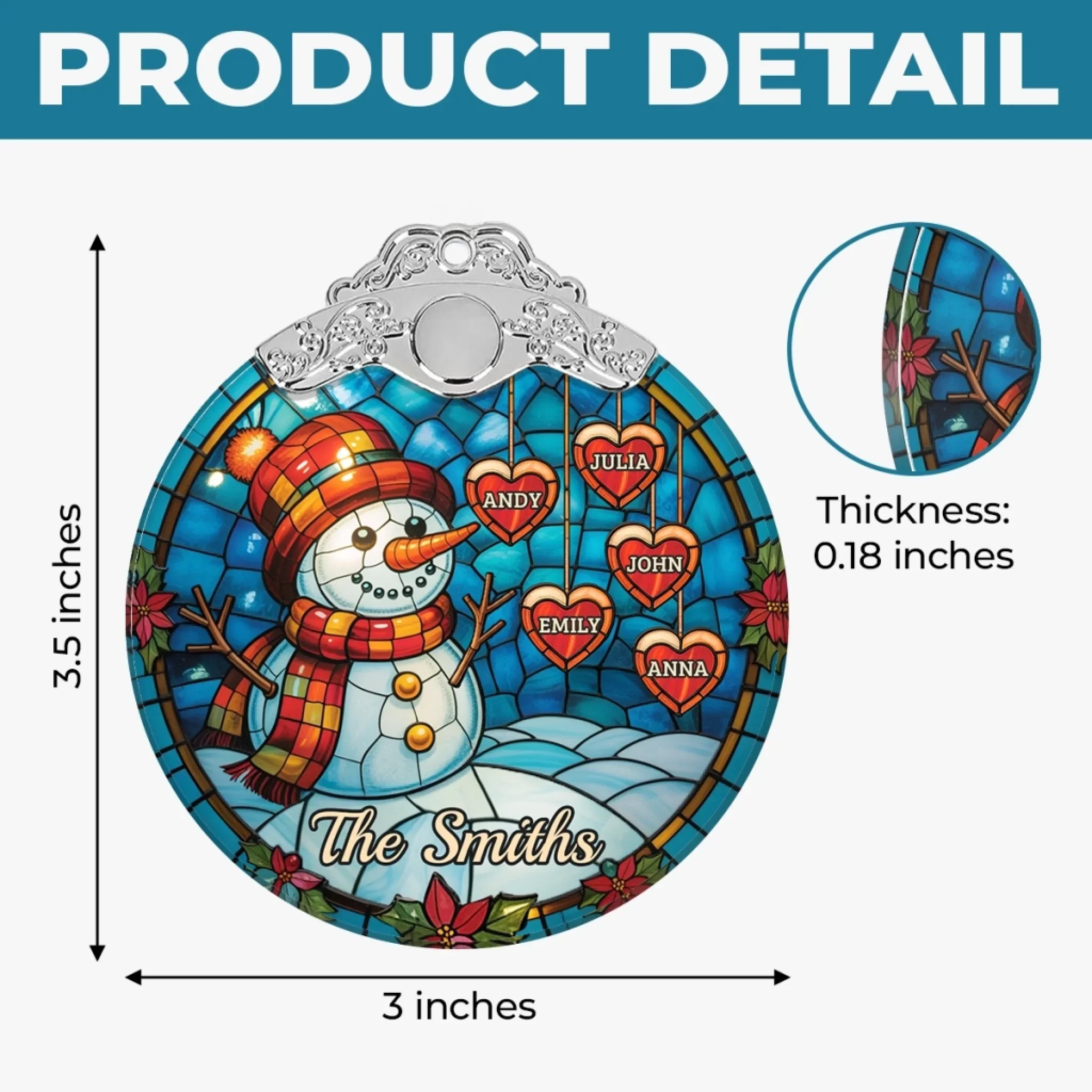 Custom Glass Ornament - Personalized Christmas Birthday Gifts For Mom, Dad, Kids - Merry Little Family - Image 5