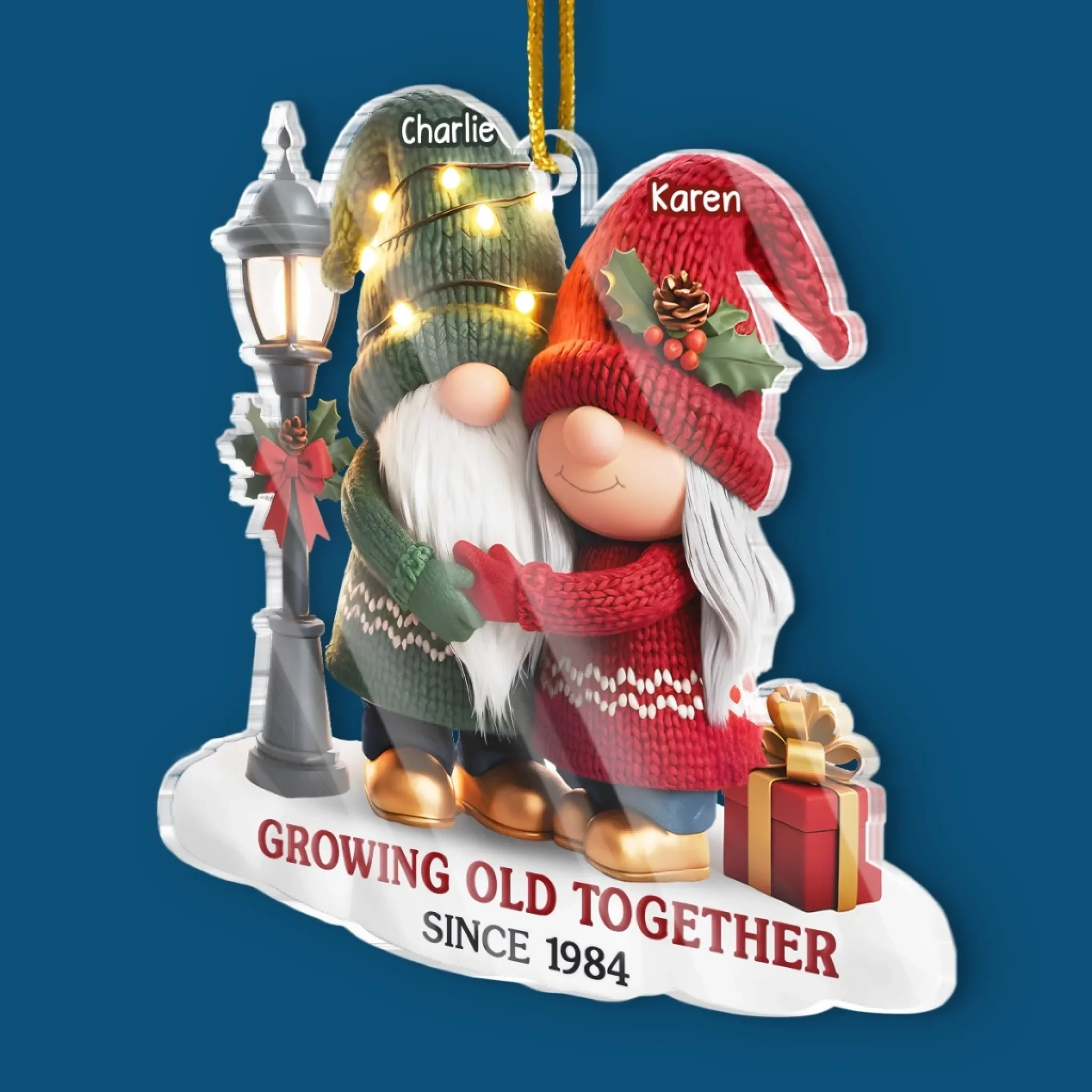 Custom Gnome Acrylic Ornament - Personalized Anniversary Christmas Wedding Gifts For Husband And Wife, Him And Her - Our Story Continues - Image 3