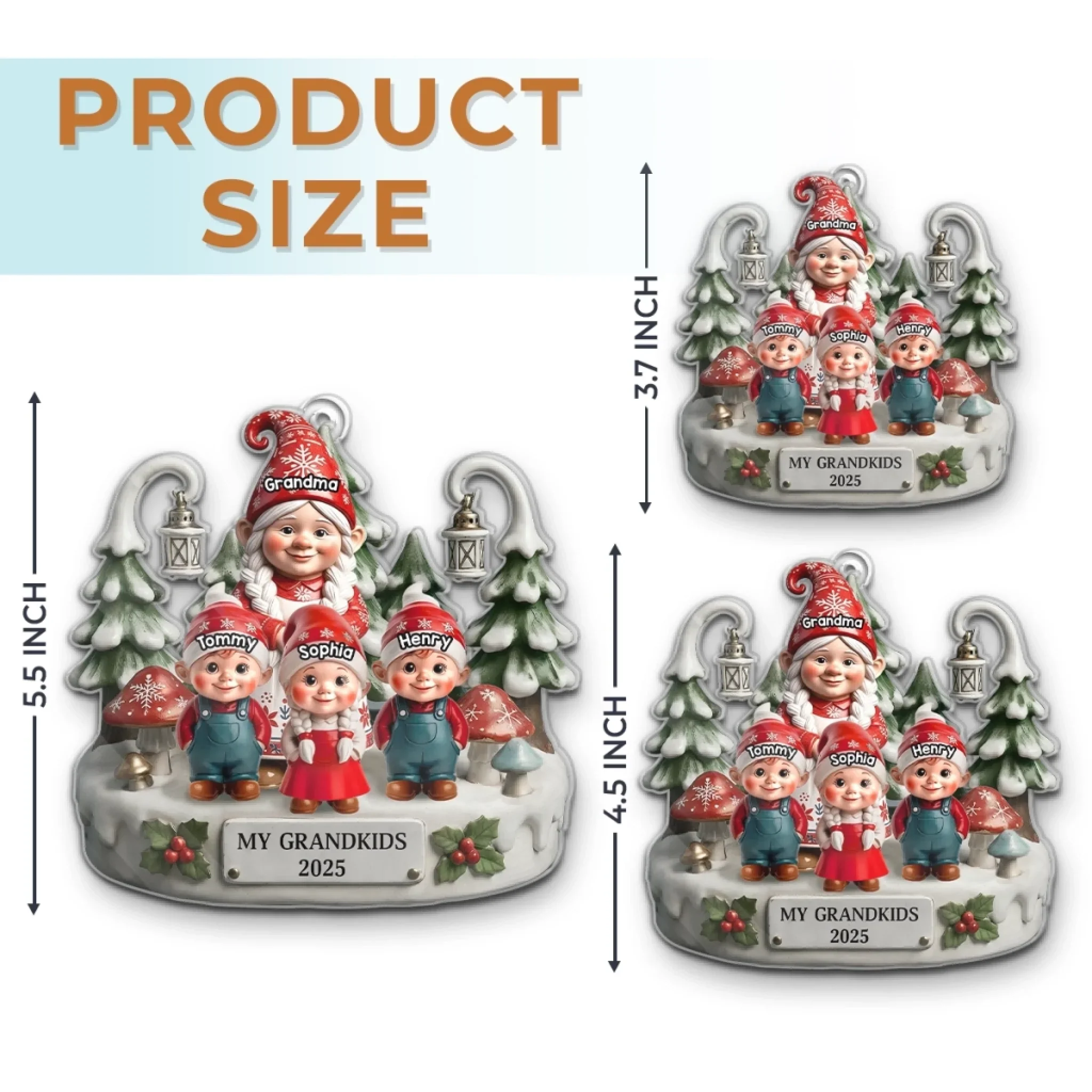 Custom Gnome Acrylic Ornament - Personalized Christmas Birthday Gifts For Mom, Grandma, Kids - My Grandkids Are Special - Image 6