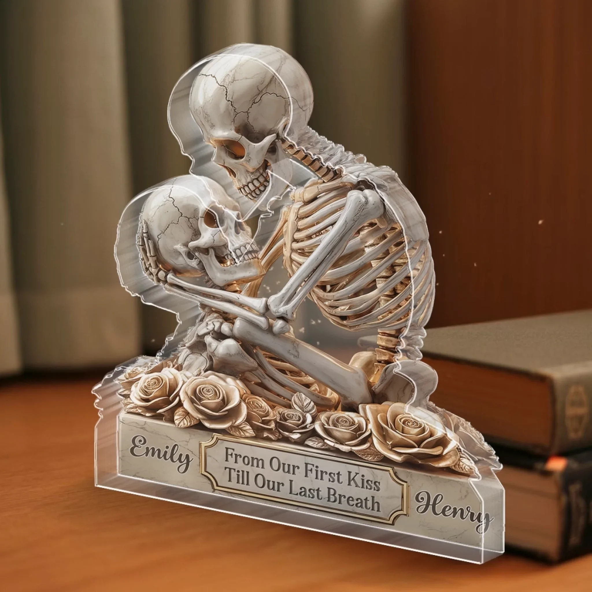 Custom Gothic Skeleton Acrylic Plaque - Personalized Anniversary Wedding Gifts For Husband And Wife, Him And Her - Bone To Be Yours - Image 4