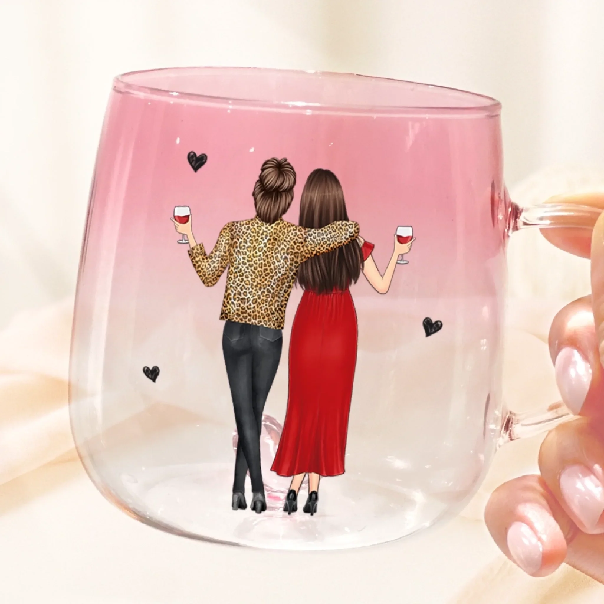 Custom Gradient Glass Mug - Personalized Best Friend Birthday Gifts For Women, Besties, Sisters, BFF - Pouring Memories Since Day One - Image 4