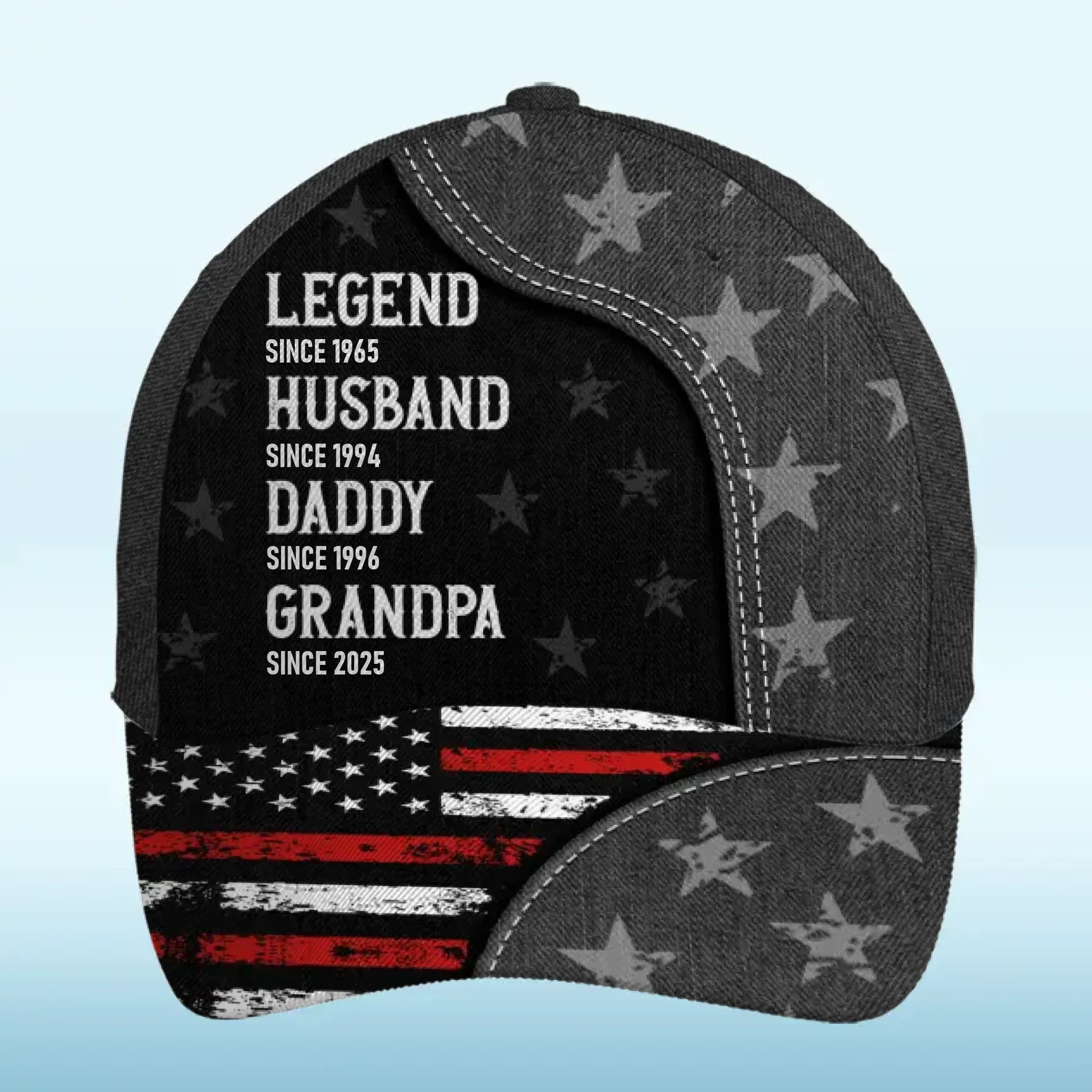 Custom Hat, All Over Print Classic Cap - Personalized 4th Of July Gifts For Dad, Grandpa - Another Year Legendary - Image 2