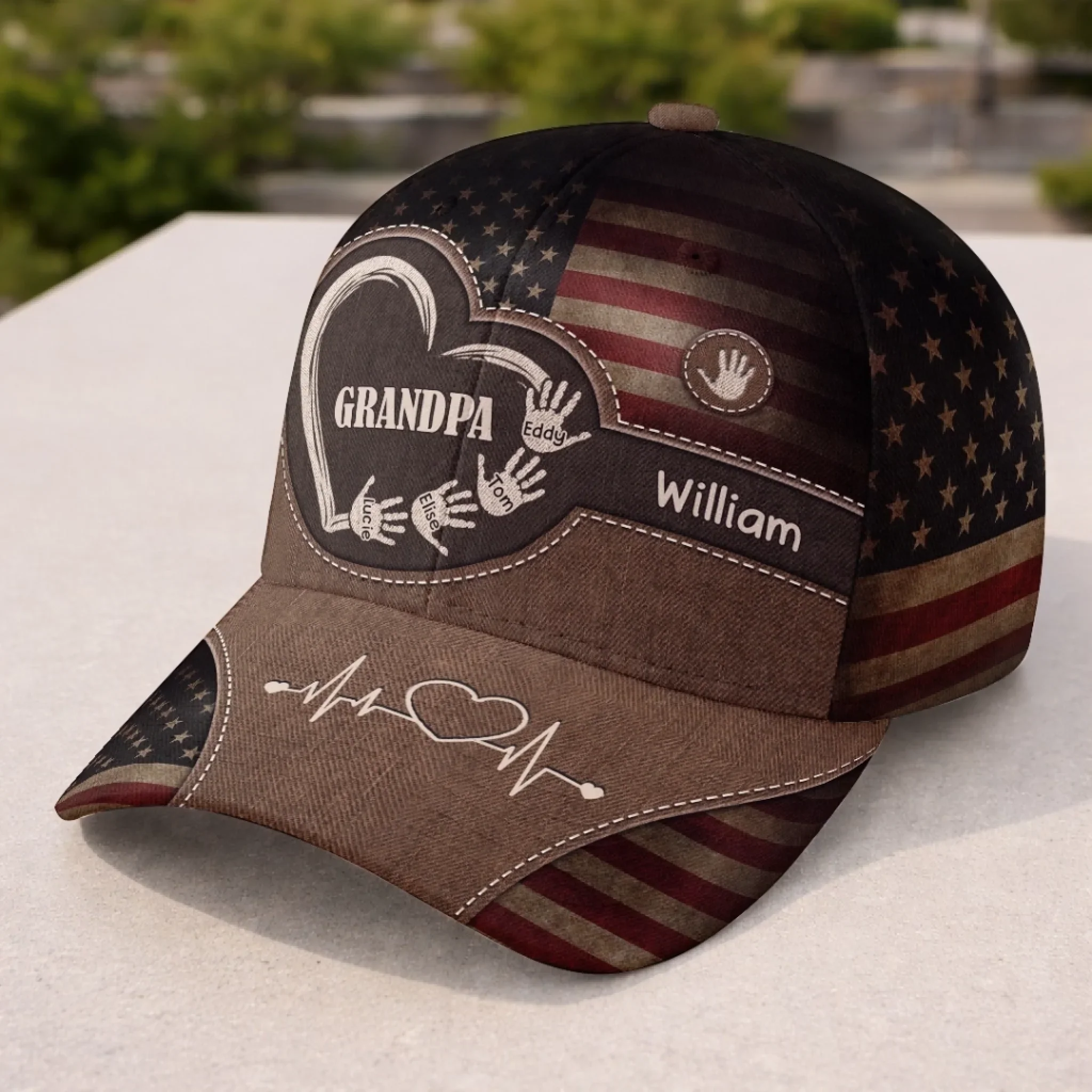 Custom Hat, All Over Print Classic Cap - Personalized Birthday Gifts For Dad, Grandpa - Dad Strength Leads Us - Image 4