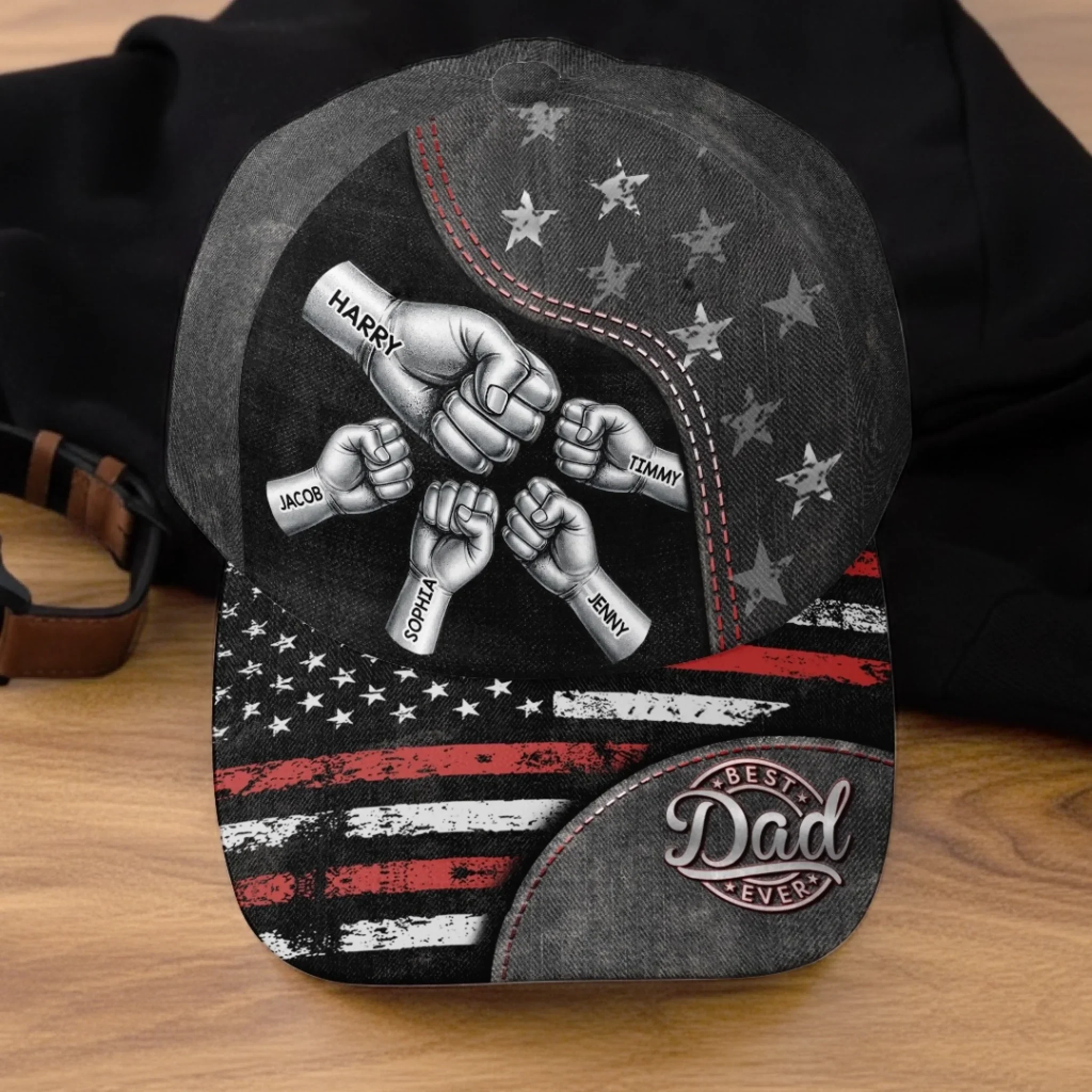 Custom Hat, All Over Print Classic Cap - Personalized Birthday Gifts For Dad, Grandpa - Grandpa Love Stands Tall - Image 4