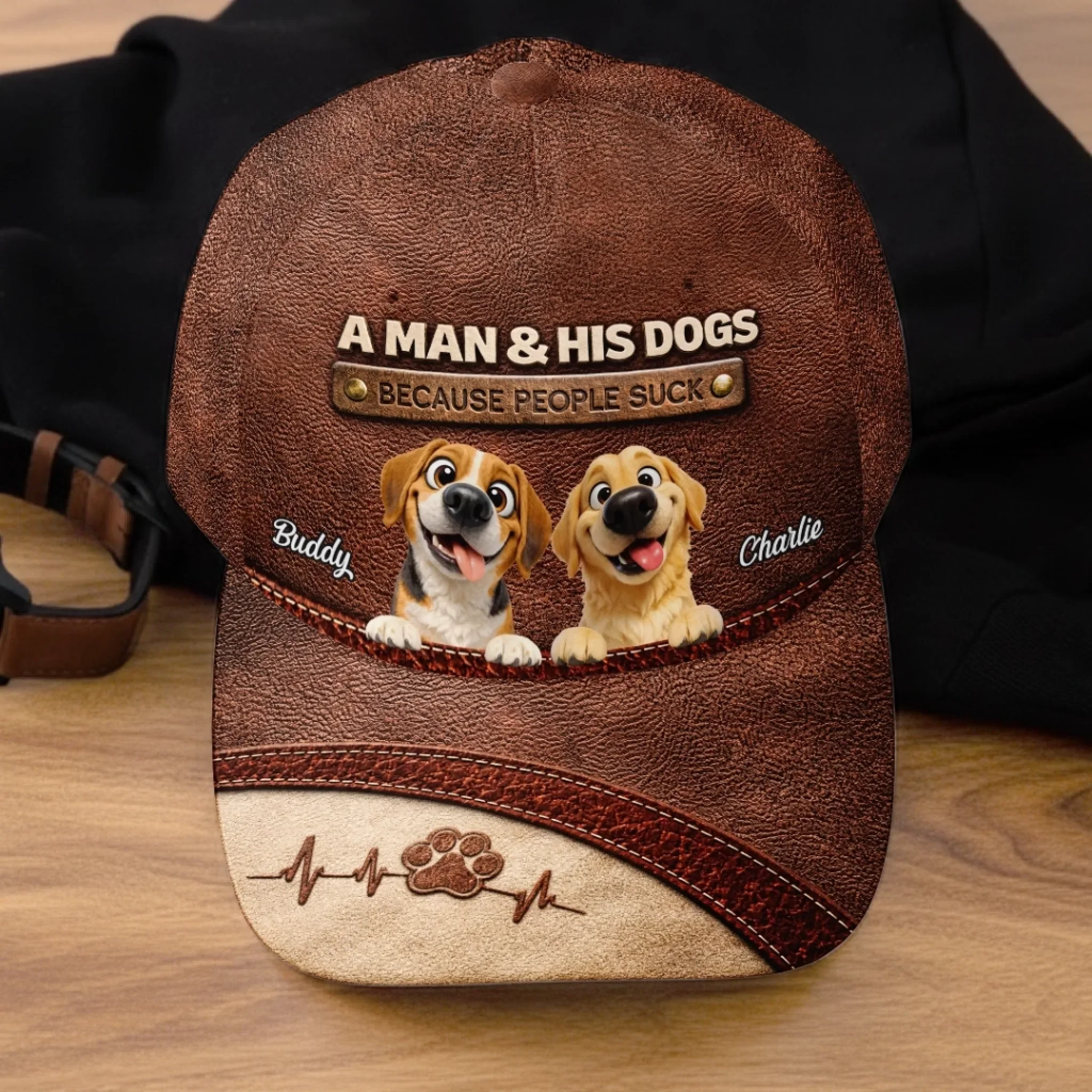 Custom Hat, All Over Print Classic Cap - Personalized Birthday Gifts For Dog Lovers, Dog Dad And Mom - Aging With My Dogs - Image 3