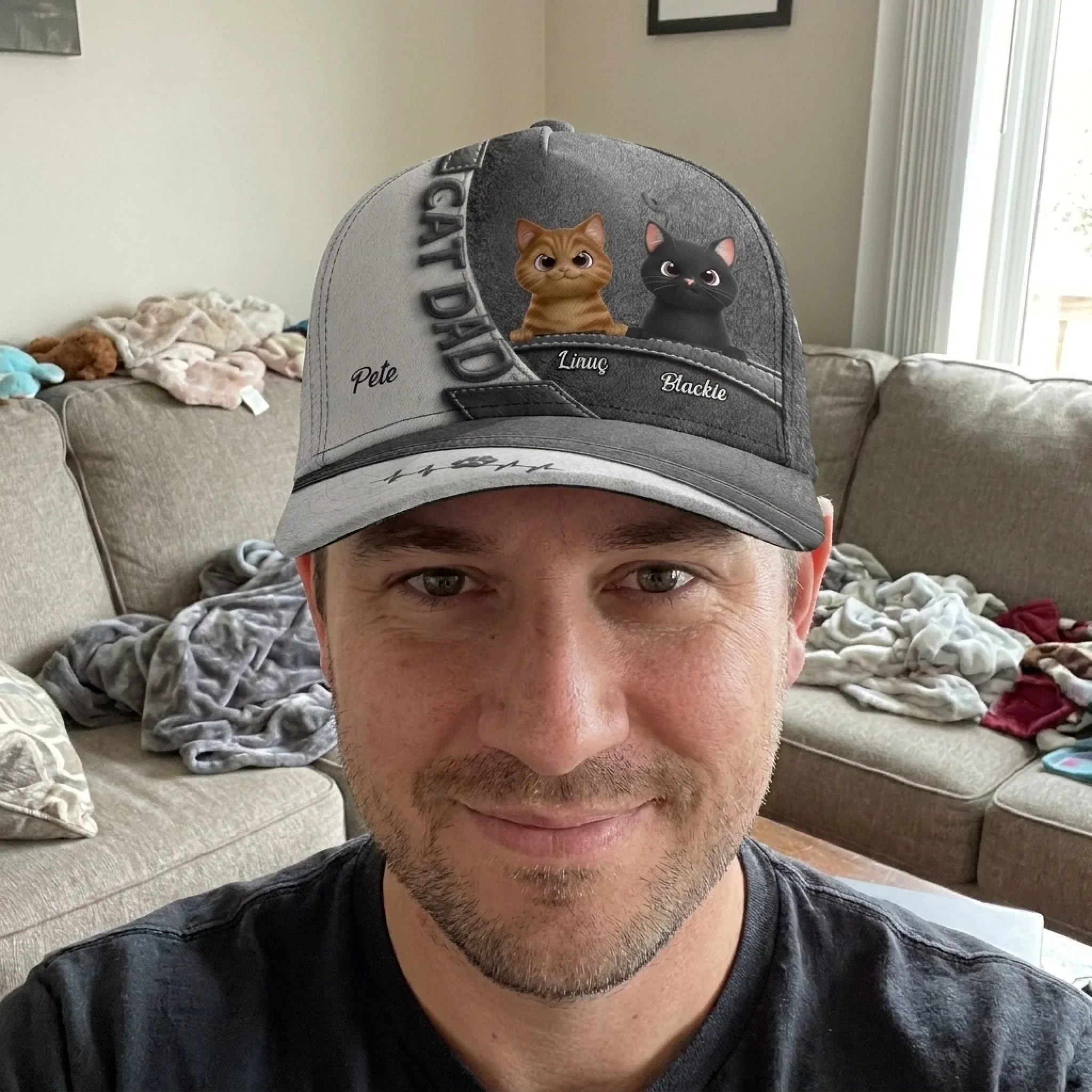 Custom Hat, All Over Print Classic Cap - Personalized Birthday Gifts For Gifts For Cat Lovers, Cat Mom And Dad - A Life Full Of Love And Wagging Tails - Image 3