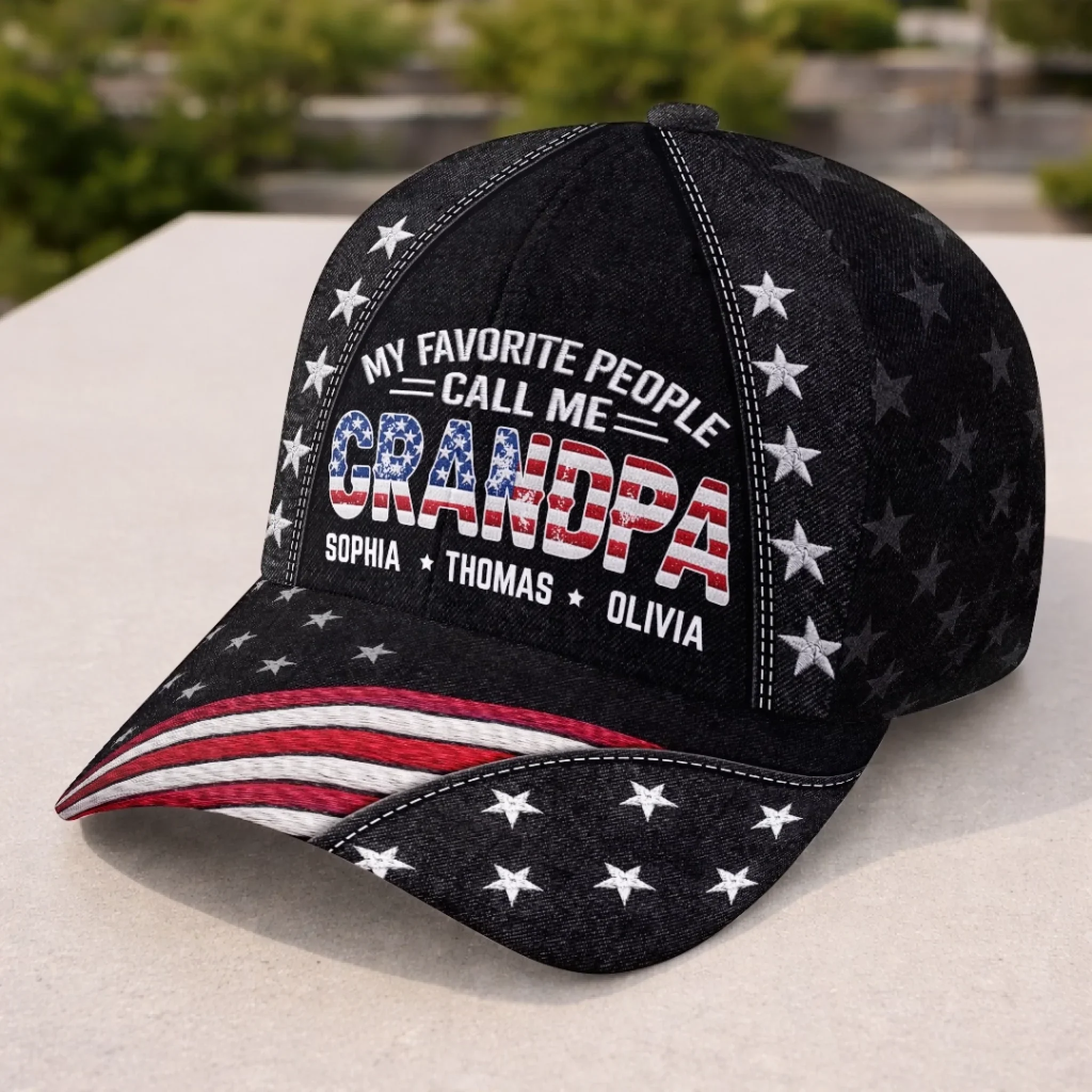 Custom Hat, All Over Print Classic Cap - Personalized Father's Day Birthday Gifts For Dad, Grandpa - Dad Love Stays Forever - Image 3