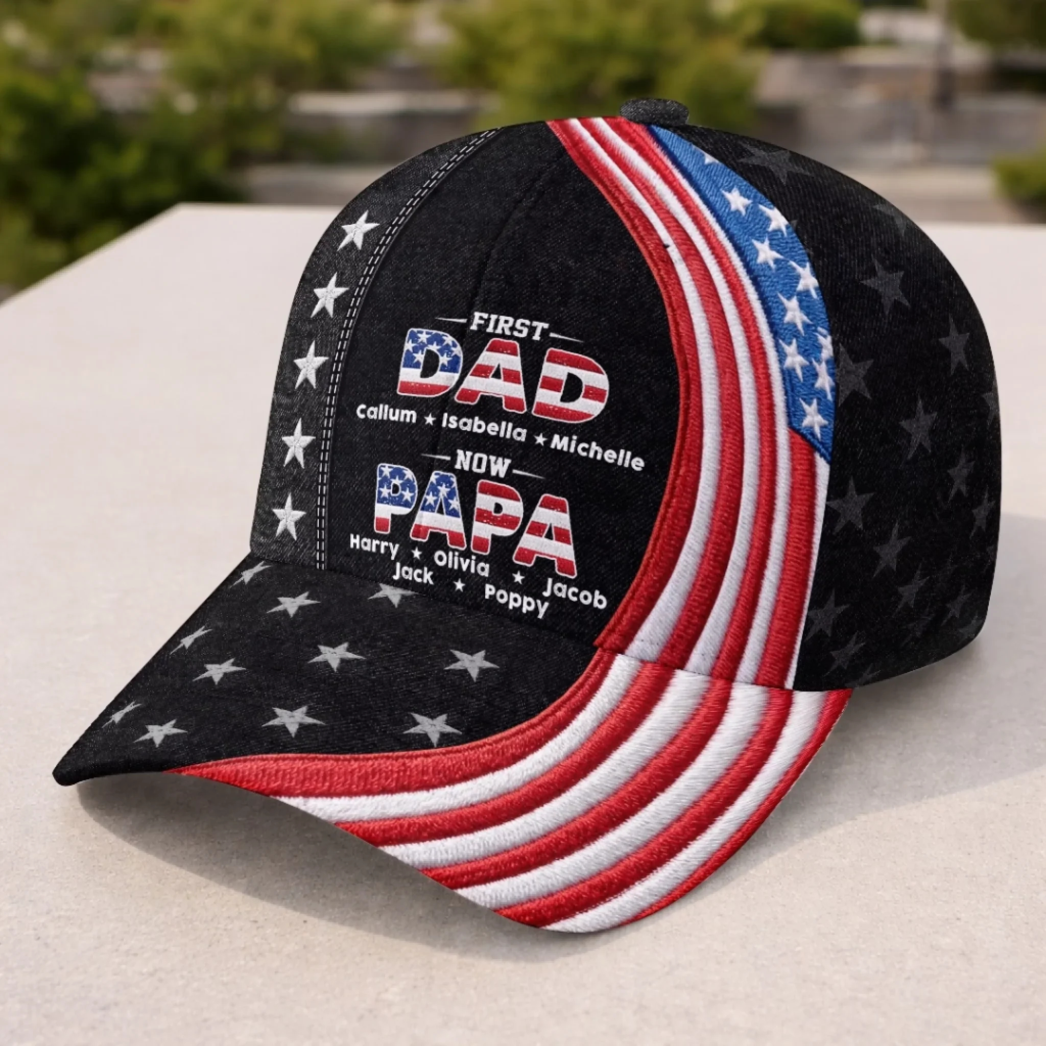 Custom Hat, All Over Print Classic Cap - Personalized Father's Day Birthday Gifts For Dad, Grandpa - Dad Strength Guides Our Way - Image 3