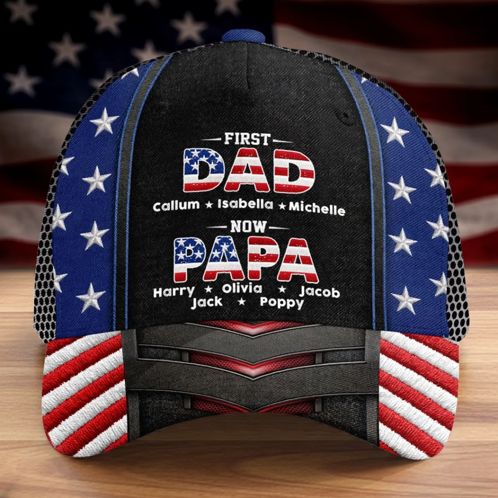 Custom Hat, All Over Print Classic Cap - Personalized Father's Day Birthday Gifts For Dad, Grandpa - Grandpa Love Never Fades