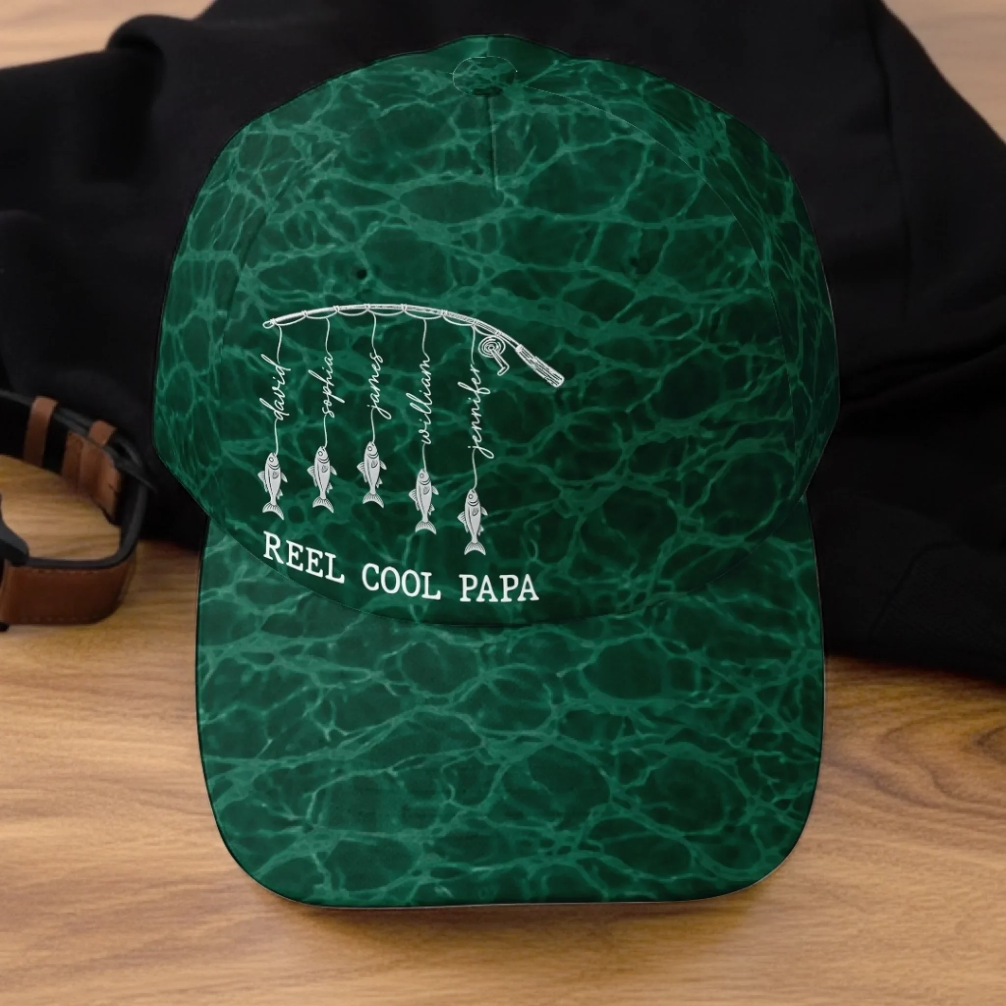 Custom Hat, All Over Print Classic Cap - Personalized Father's Day Fishing Gifts For Fisherman, Dad, Grandpa - Keep Calm And Fish On - Image 3