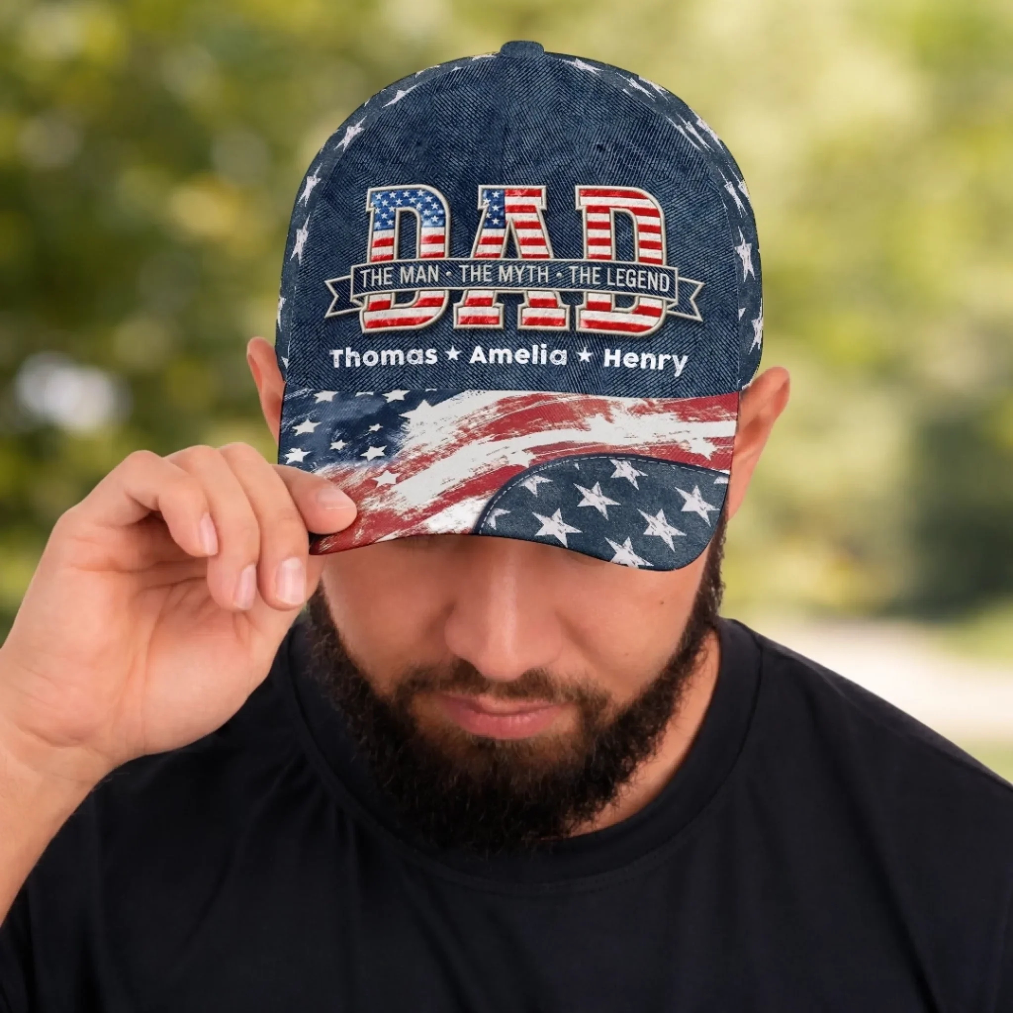 Custom Hat, All Over Print Classic Cap - Personalized Father's Day Gifts For Dad, Grandpa - The Legend We Call Dad - Image 4