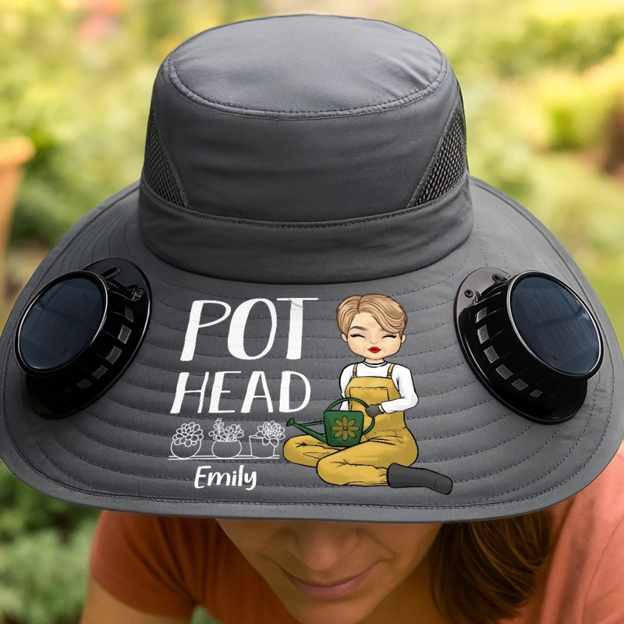 Custom Hat With Fans Solar Power - Personalized Garden Gifts For Gardeners - Crazy Plant Lady Vibes - Image 5