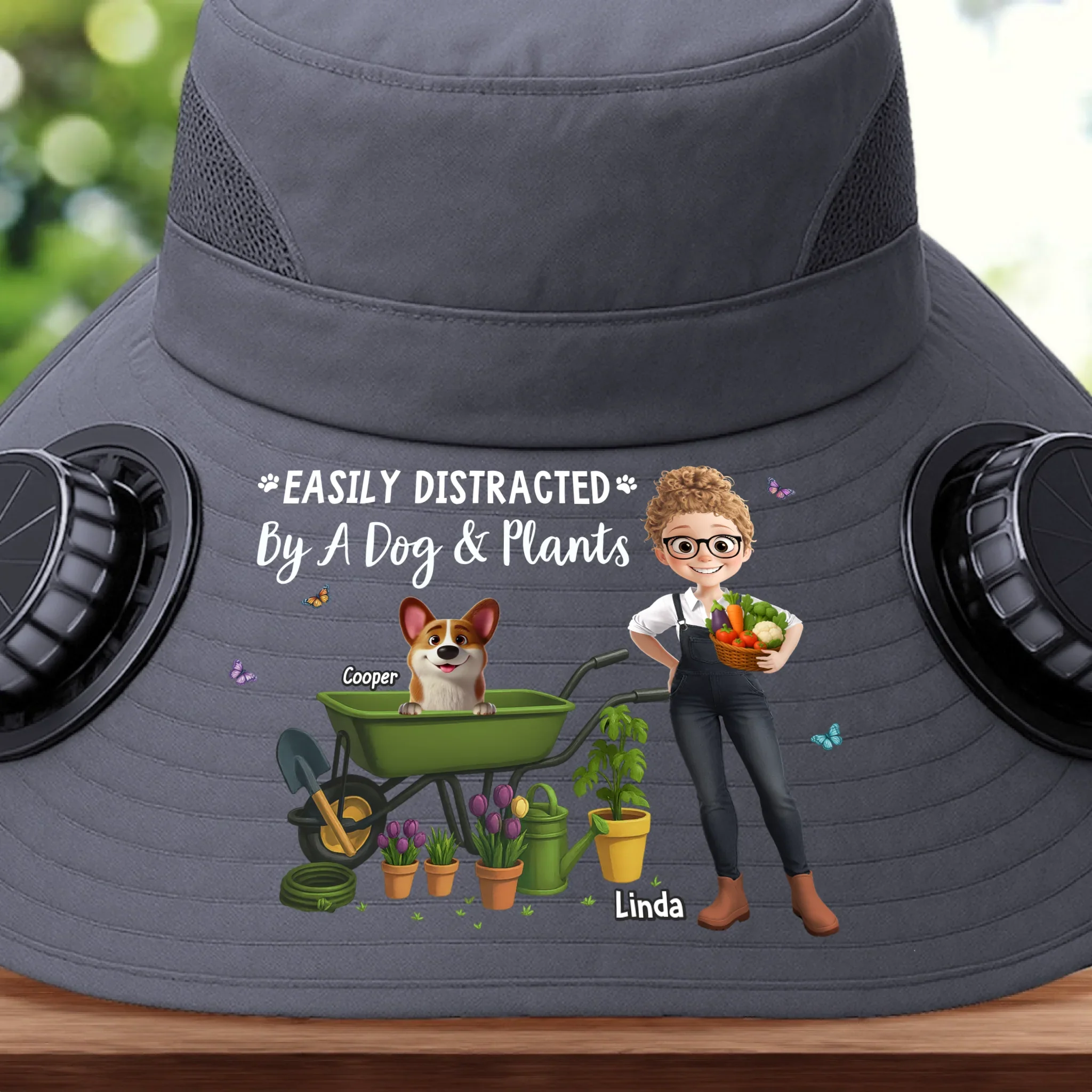 Custom Hat With Fans Solar Power - Personalized Garden Gifts For Gardeners, Dog Lovers, Dog Dad And Mom - Garden Goals and Furry Friends - Image 4